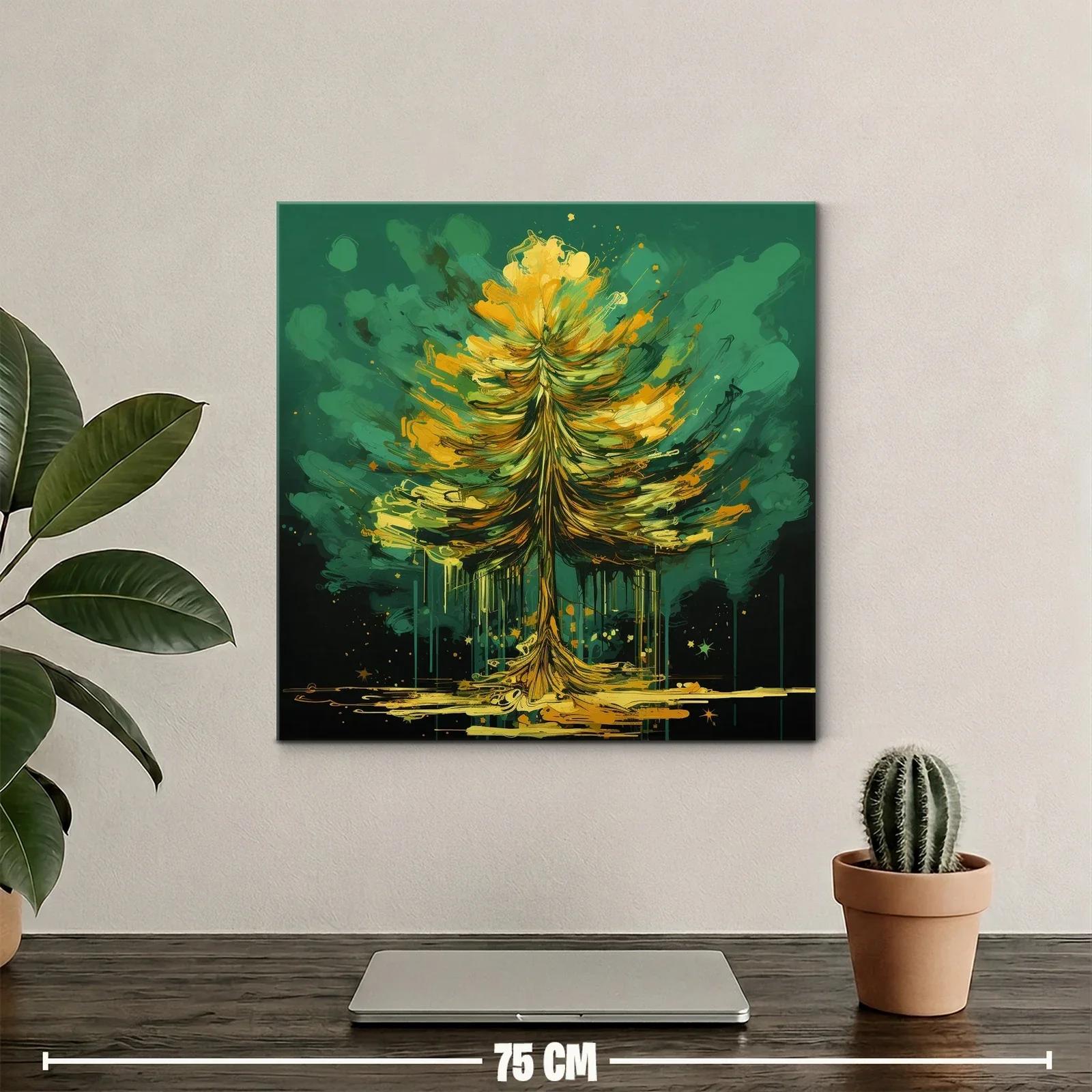 Árbol vibrante en tonos verdes y dorados — miniatura 2