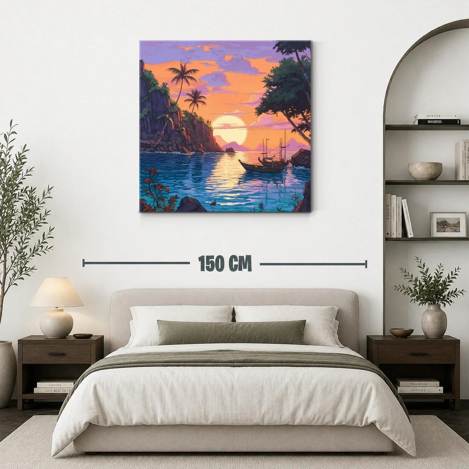 Atardecer tropical con barcas en paisajes serenos — miniatura 3