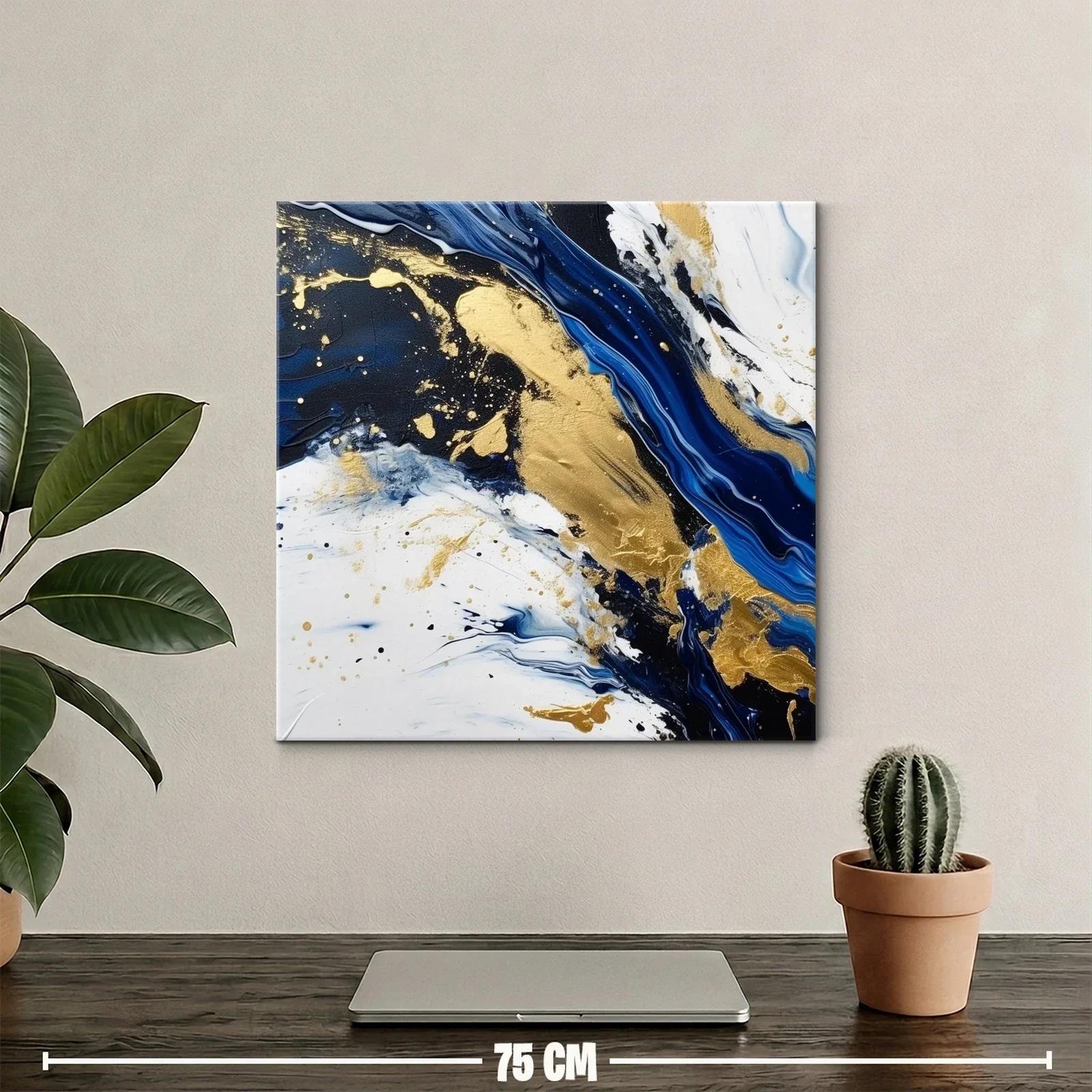 Composición abstracta en azul marino blanco y dorado — miniatura 2