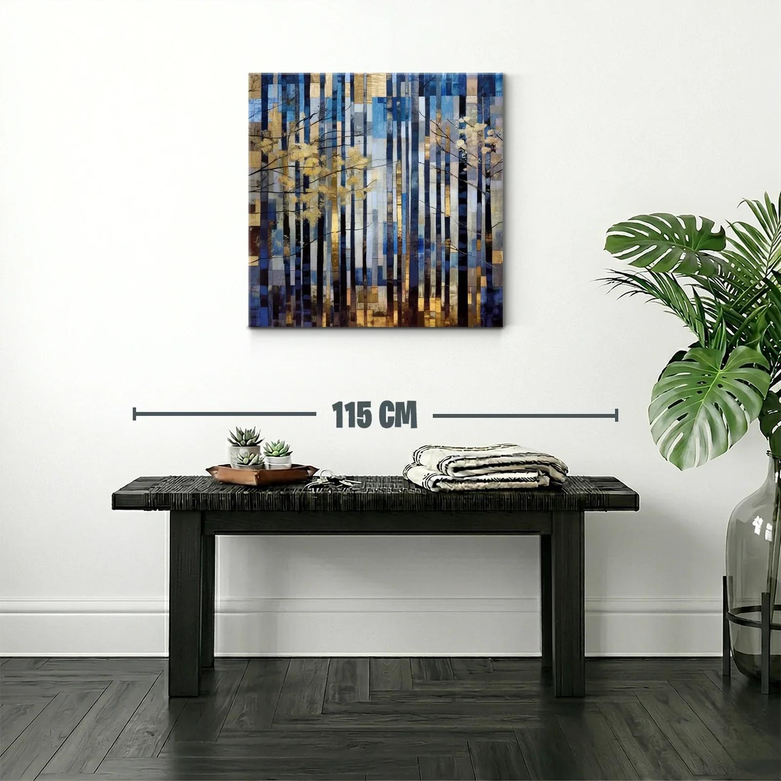 Bosque abstracto con tonos dorados y azules en líneas verticales — miniatura 2