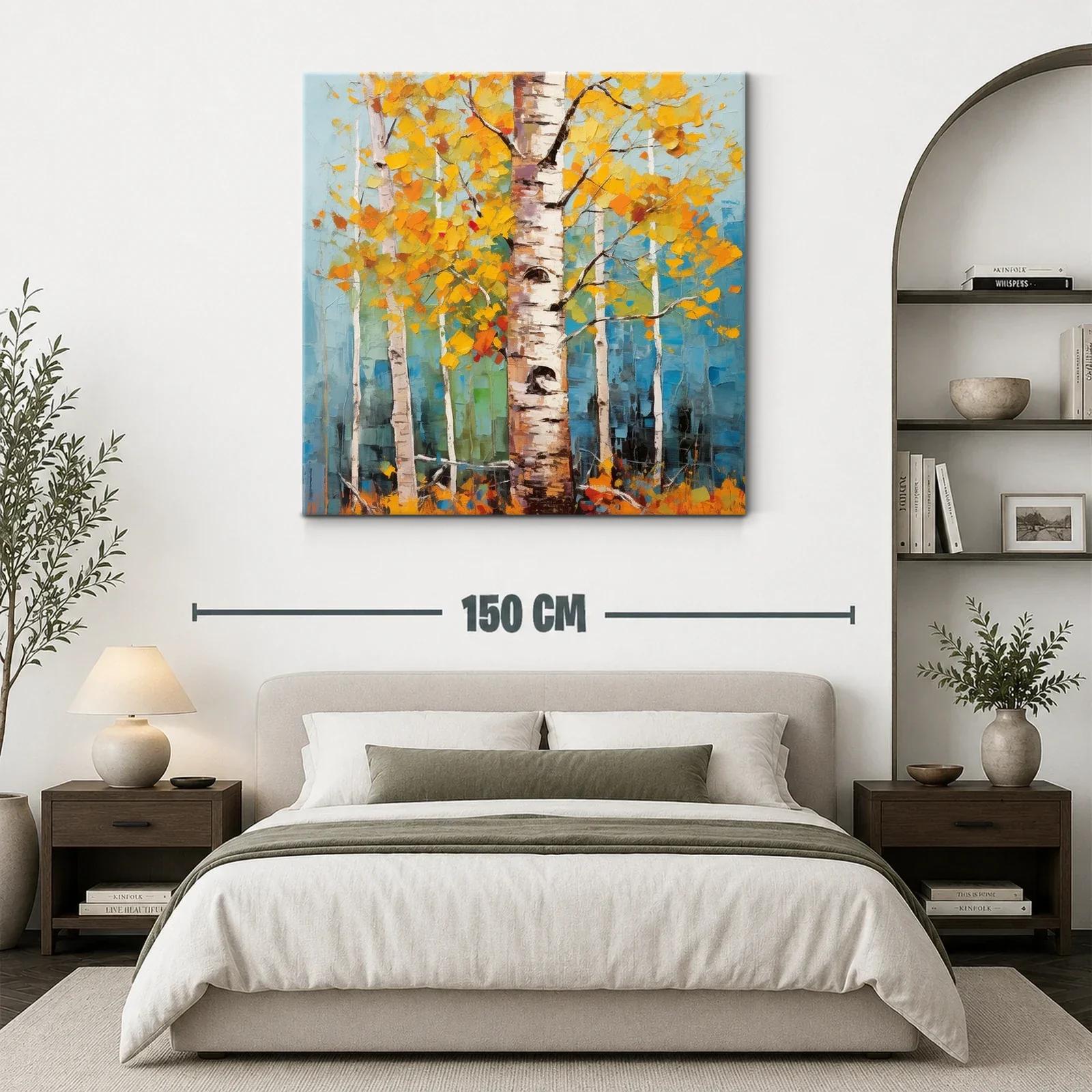Bosque de abedules con hojas amarillas vibrantes — miniatura 3