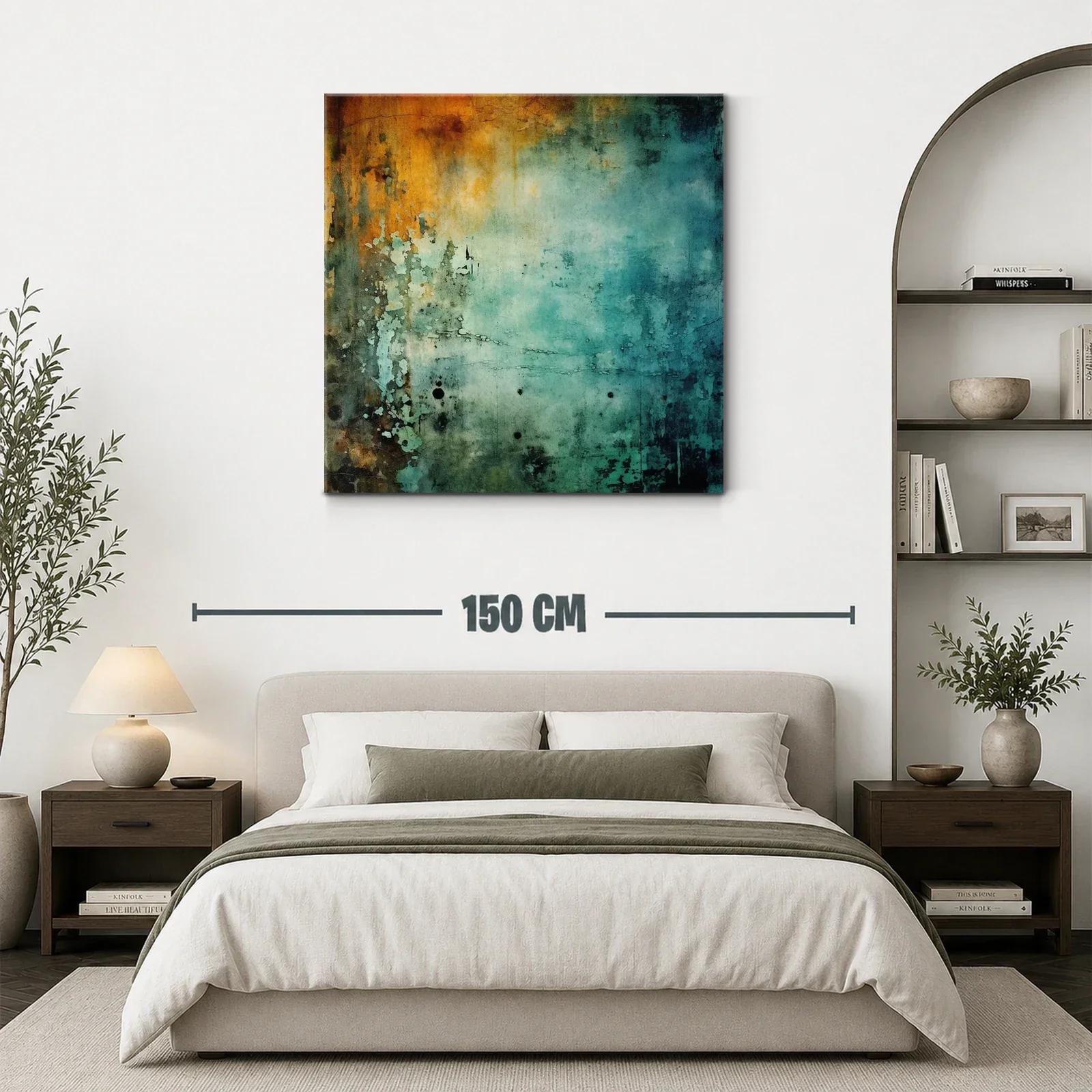 Cuadro abstracto con texturas y tonos cálidos y fríos — miniatura 3