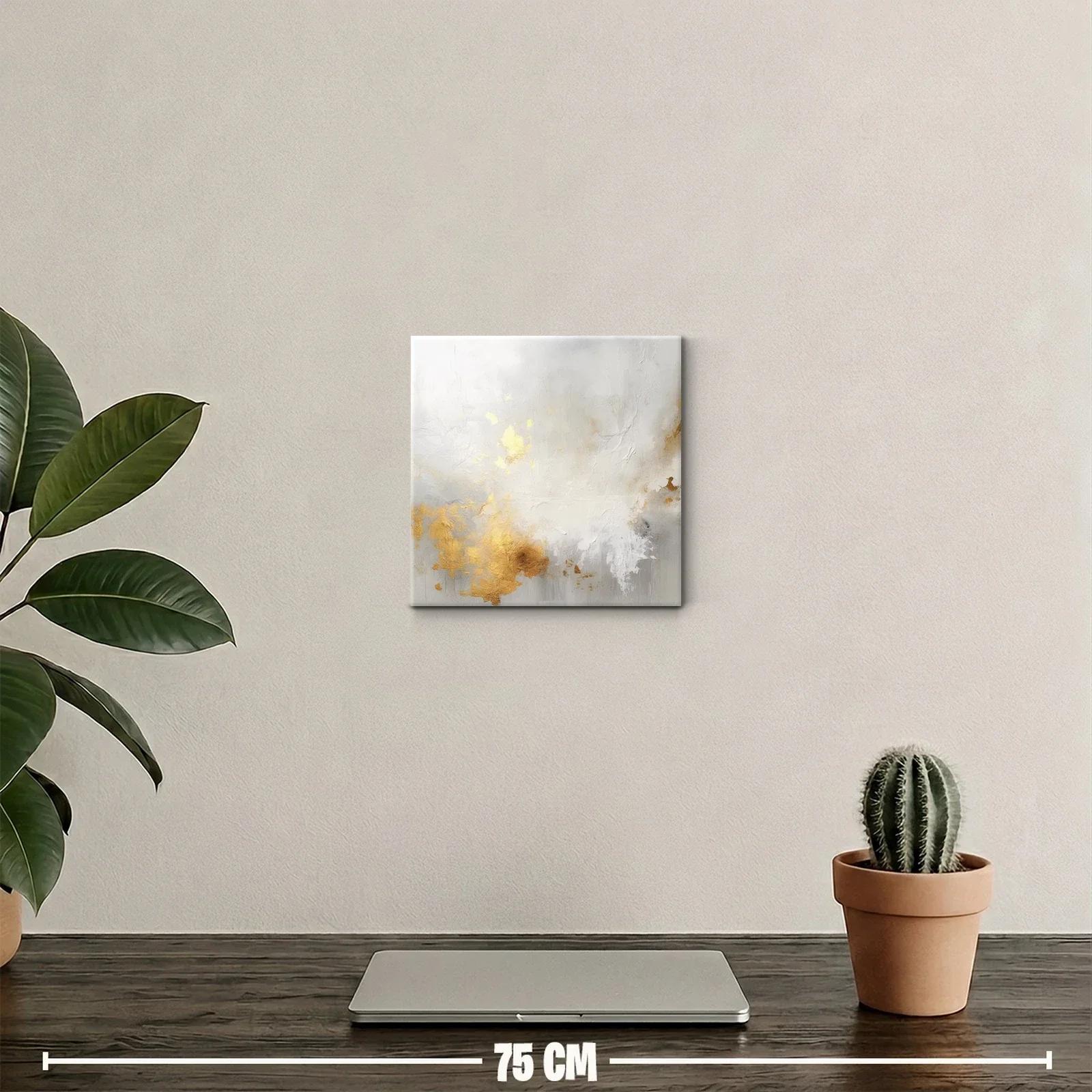 Cuadro abstracto con destellos dorados y texturas suaves — miniatura 2