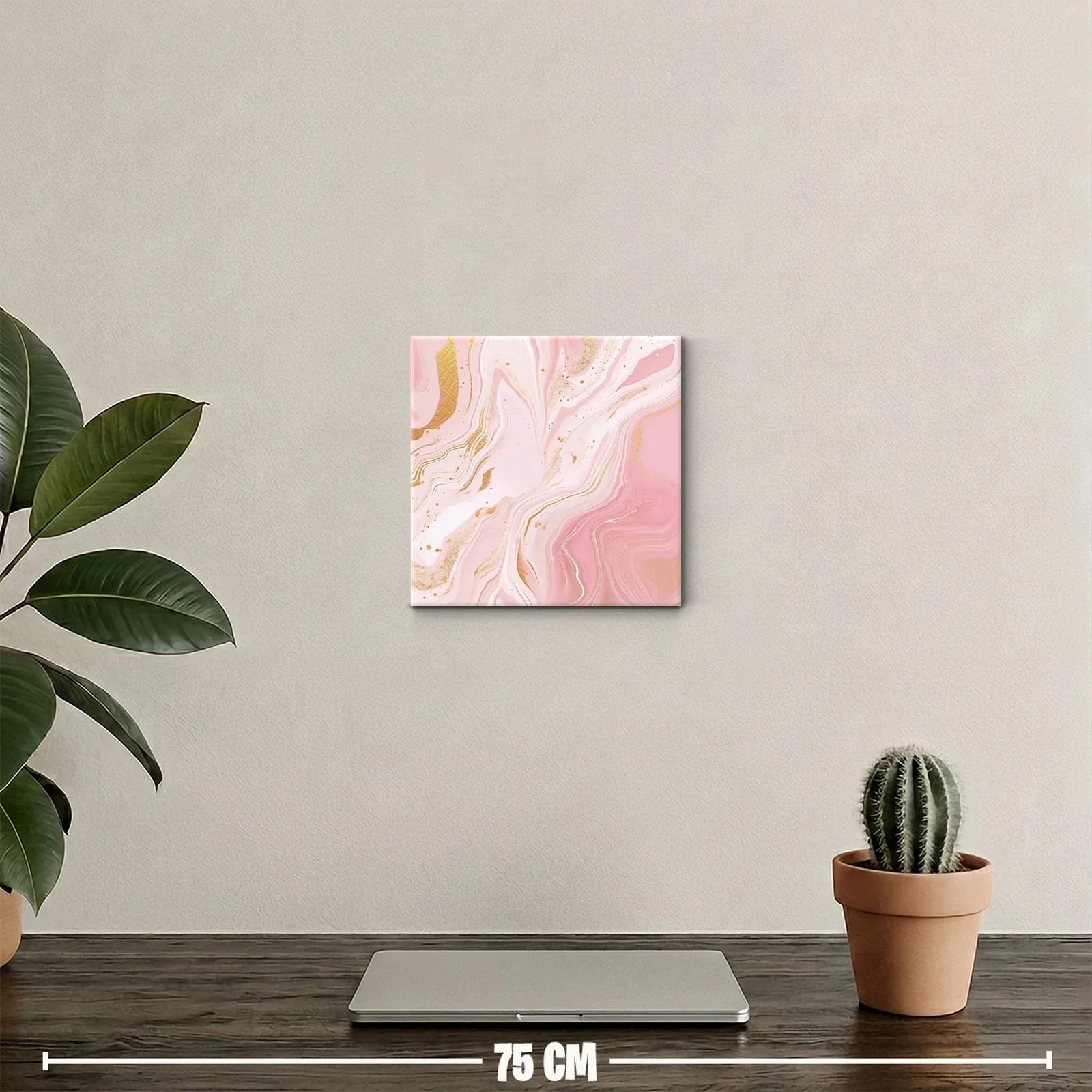 Cuadro decorativo con diseño abstracto en tonos rosa y dorado — miniatura 2
