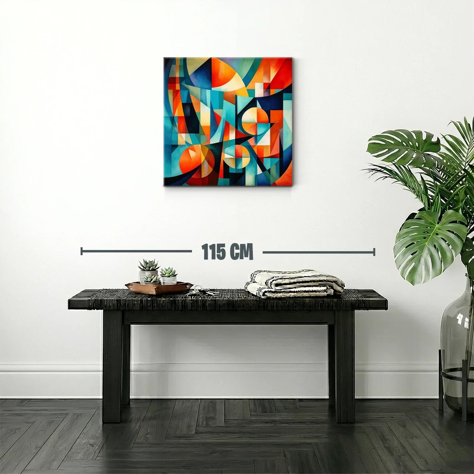 Composición abstracta en tonos cálidos y fríos vibrantes — miniatura 2