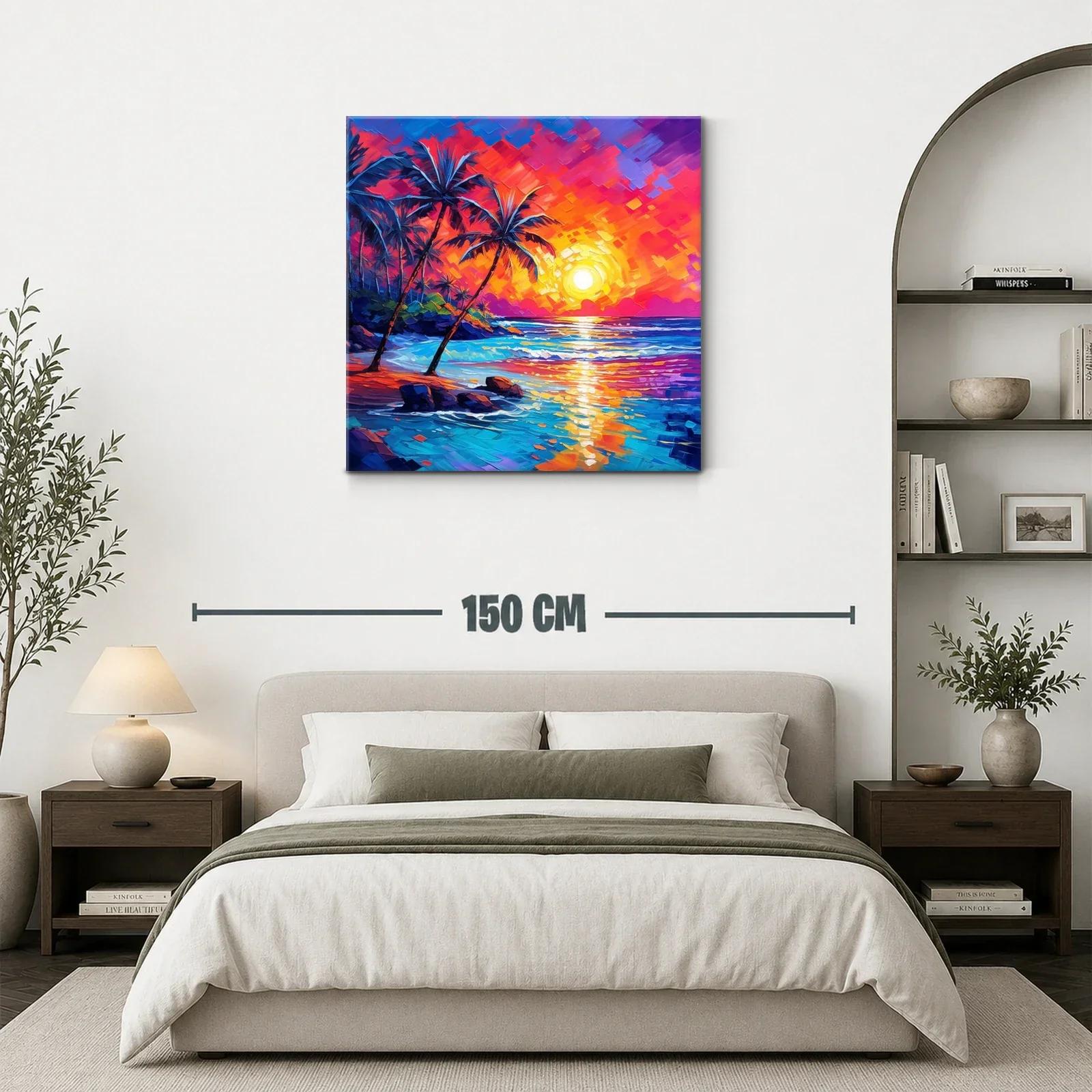 Atardecer vibrante con palmeras en la playa tropical — miniatura 3