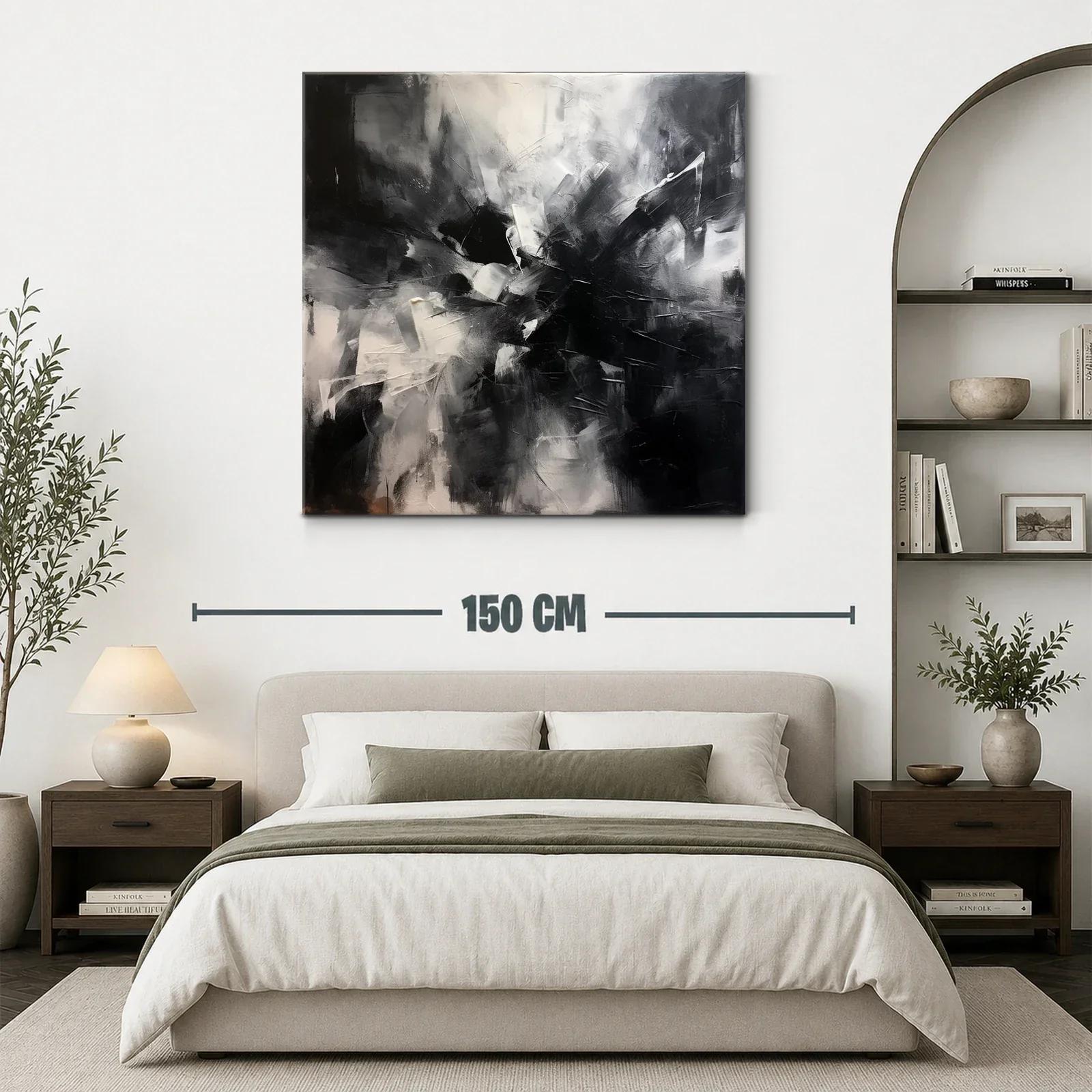 Cuadro abstracto en blanco y negro con impacto visual — miniatura 3