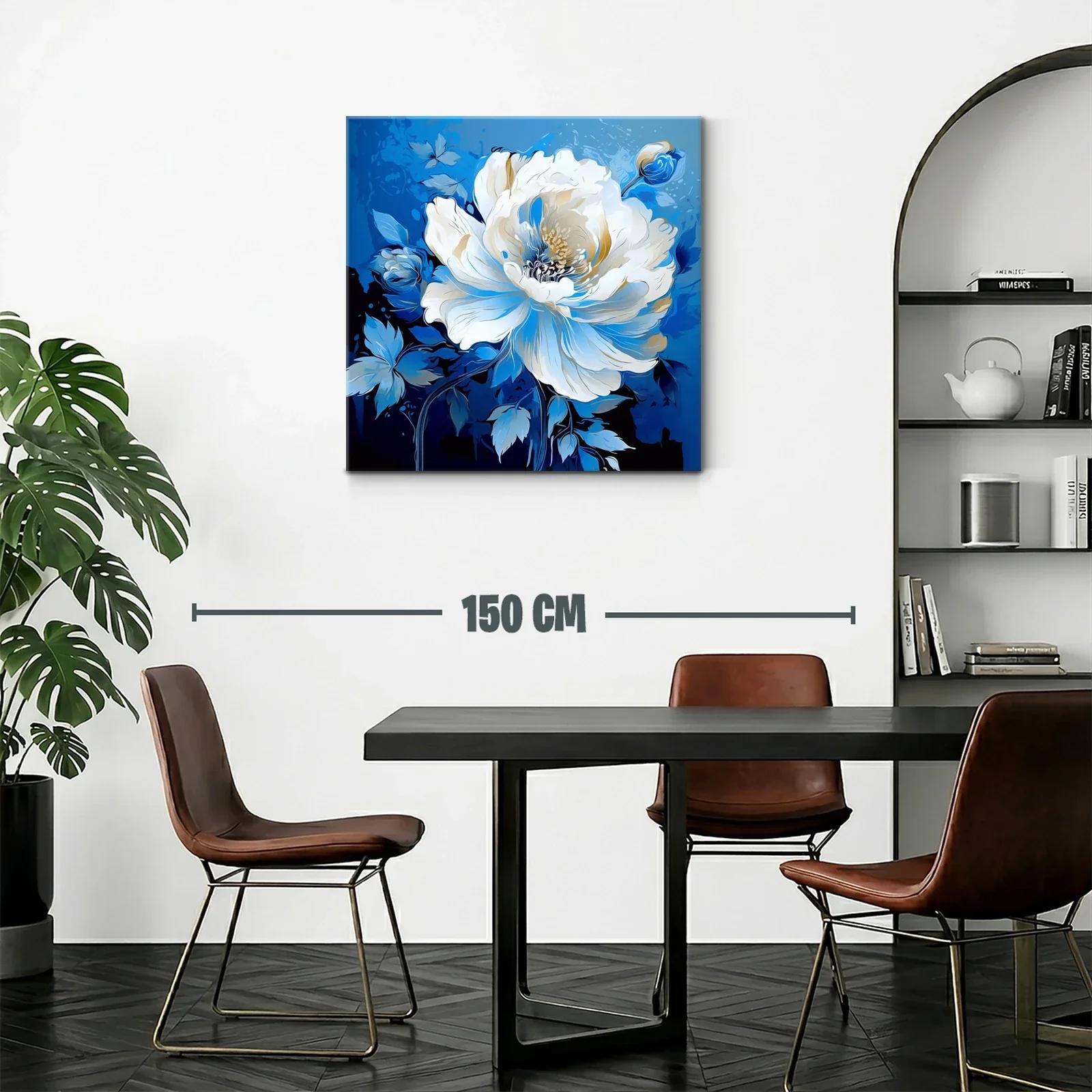 Flor blanca sobre fondo azul intenso con toque elegante — miniatura 2
