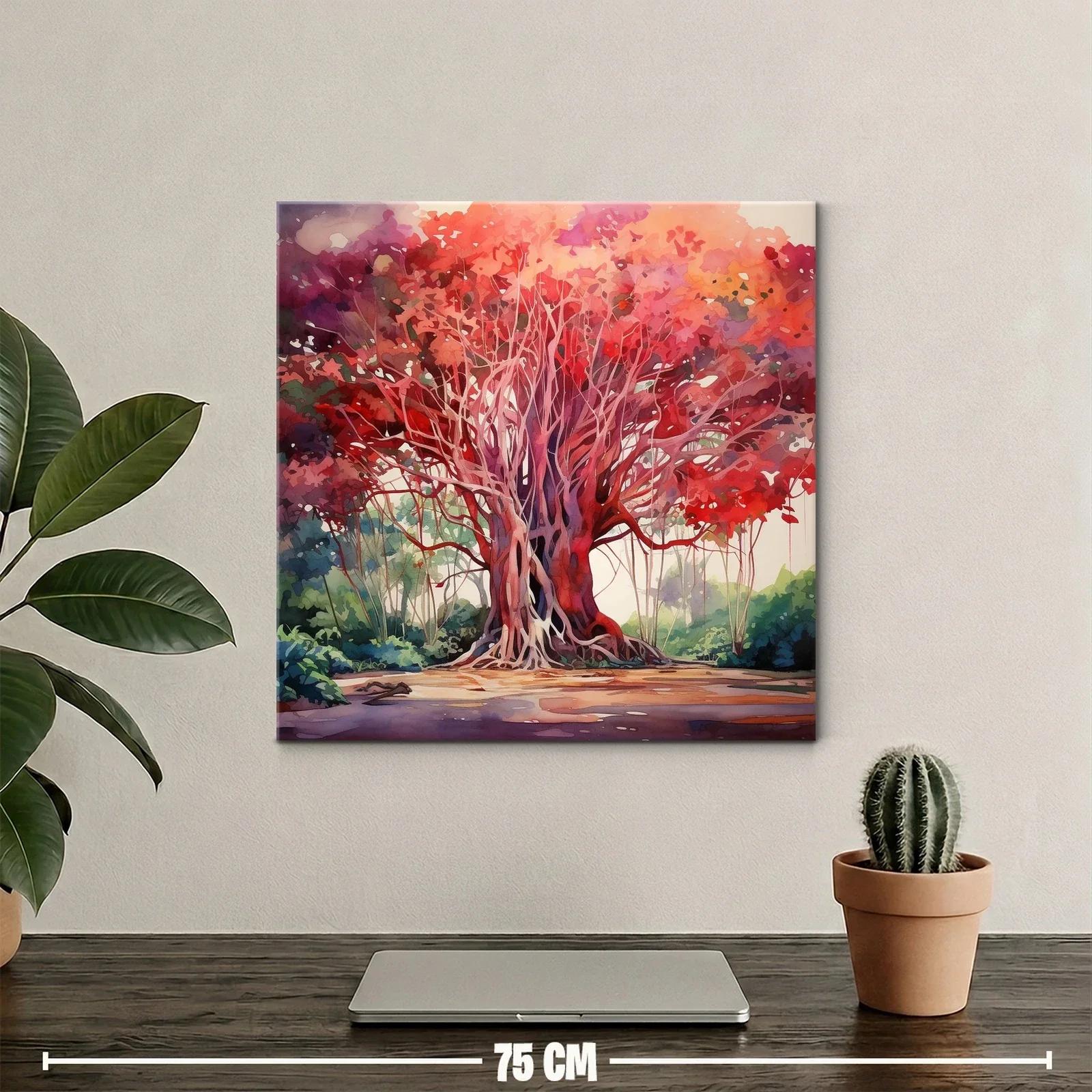 Árbol majestuoso con follaje en tonalidades rojas vibrantes — miniatura 2