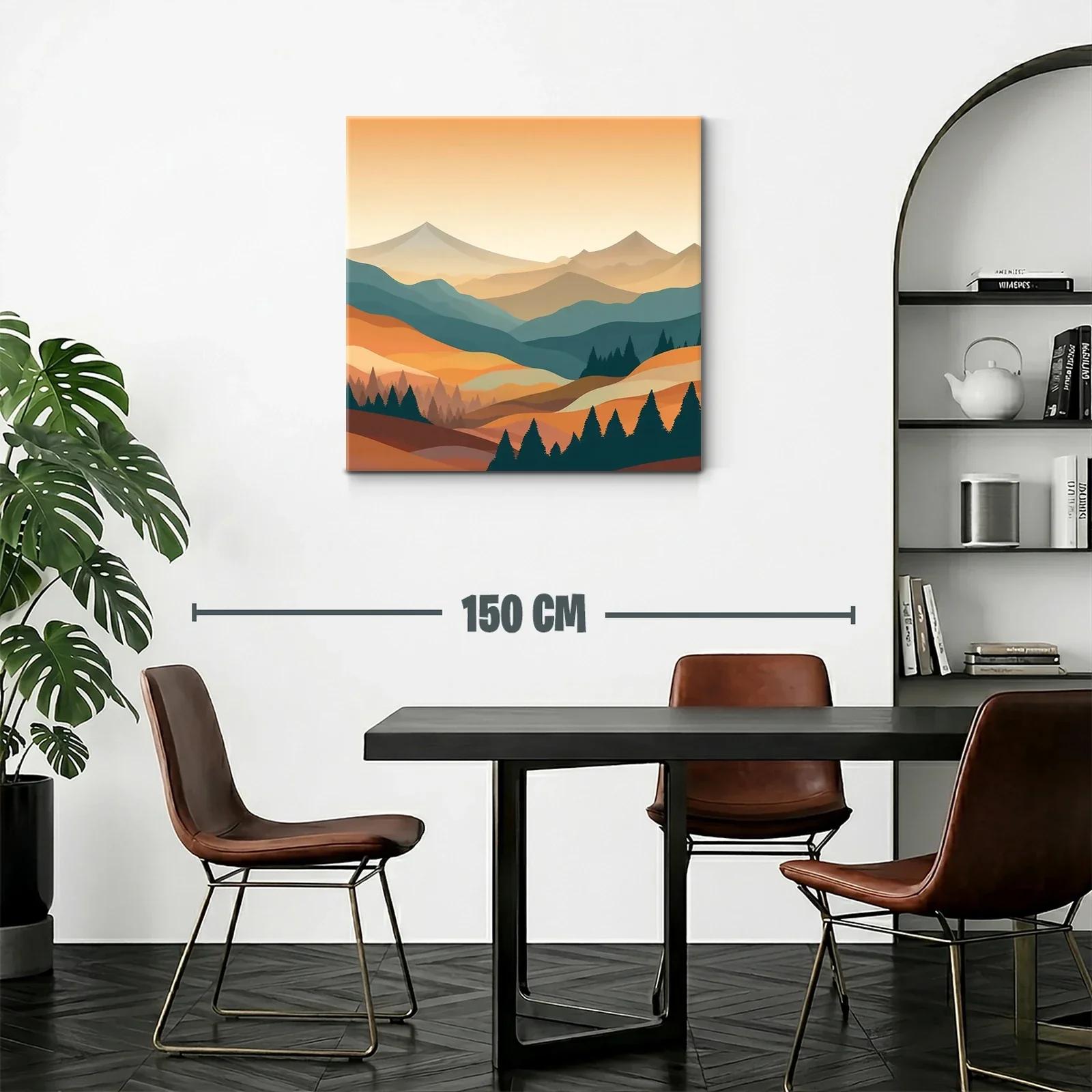 Paisaje montañoso en tonos cálidos y verdes suaves — miniatura 2