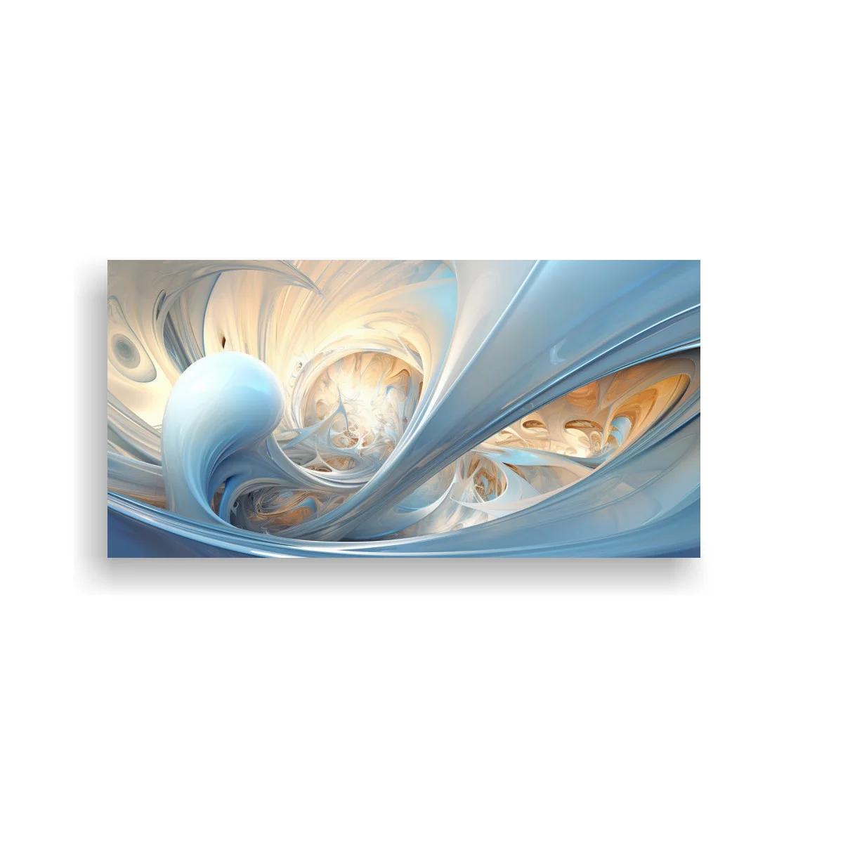 Cuadro remolino abstracto azul y beige con huecos ovalados — imagen principal