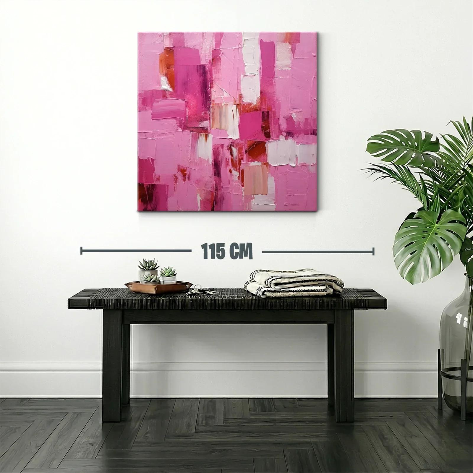 Cuadro abstracto con vibrantes tonos rosas y blancos — miniatura 2