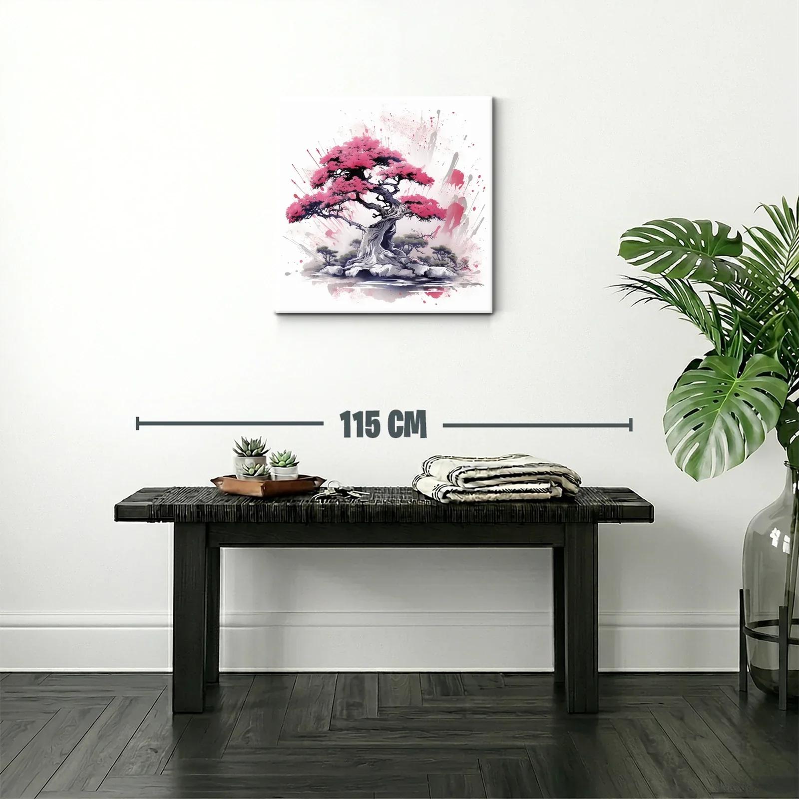 Armonía natural en árbol bonsái con vibrantes tonos rosas — miniatura 2