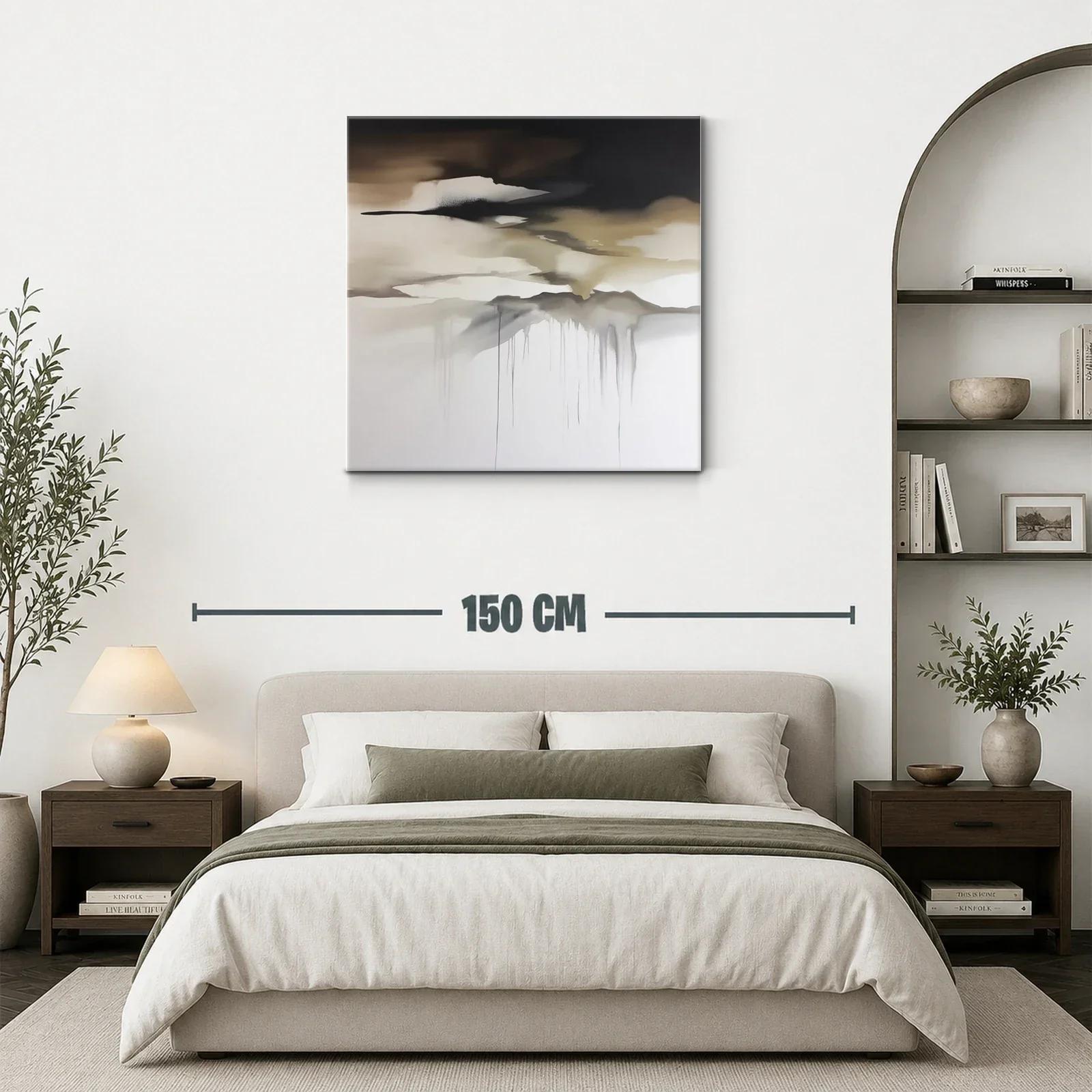 Cuadro abstracto con tonos tierra y grises suaves — miniatura 3