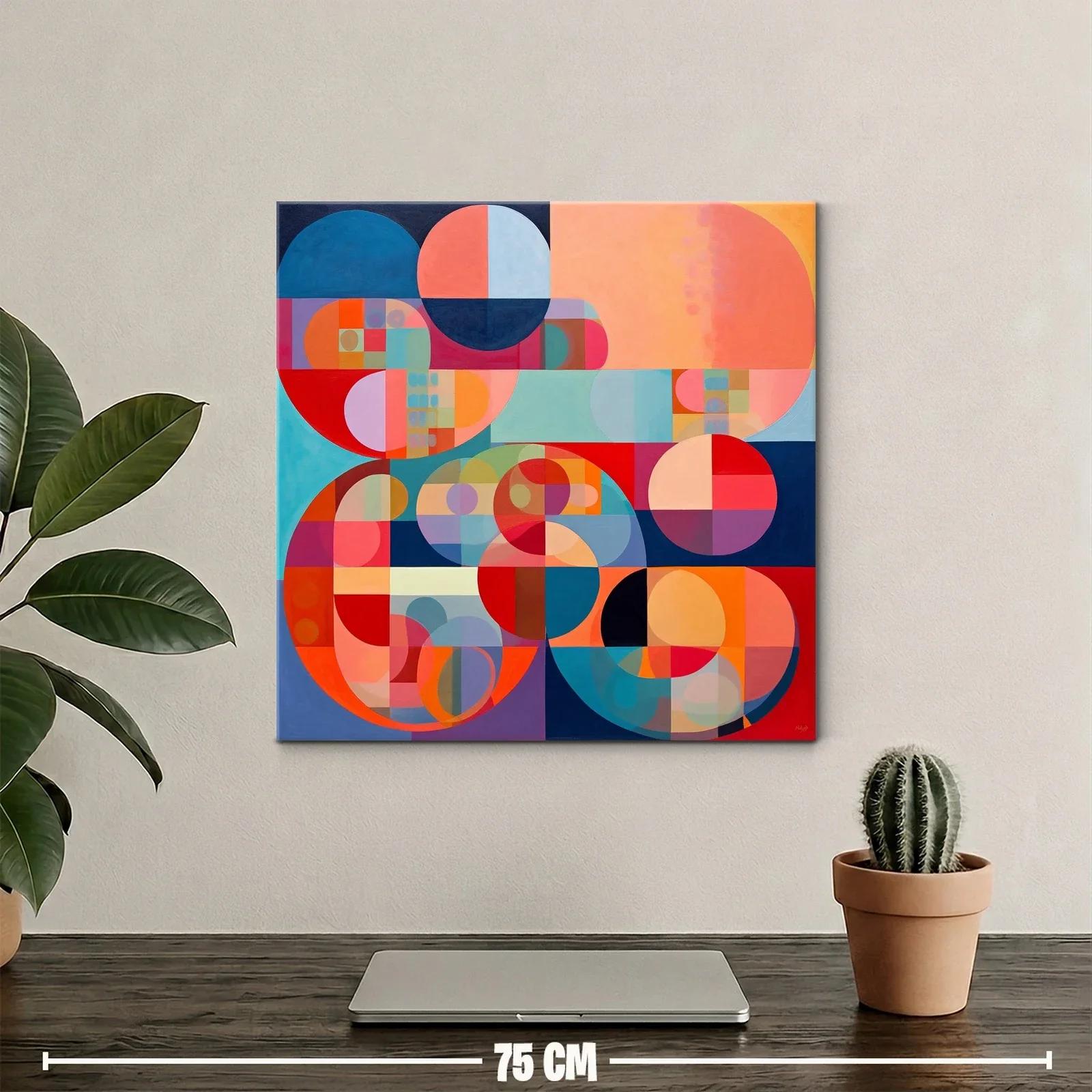 Cuadro abstracto con formas circulares y paleta vibrante — miniatura 2