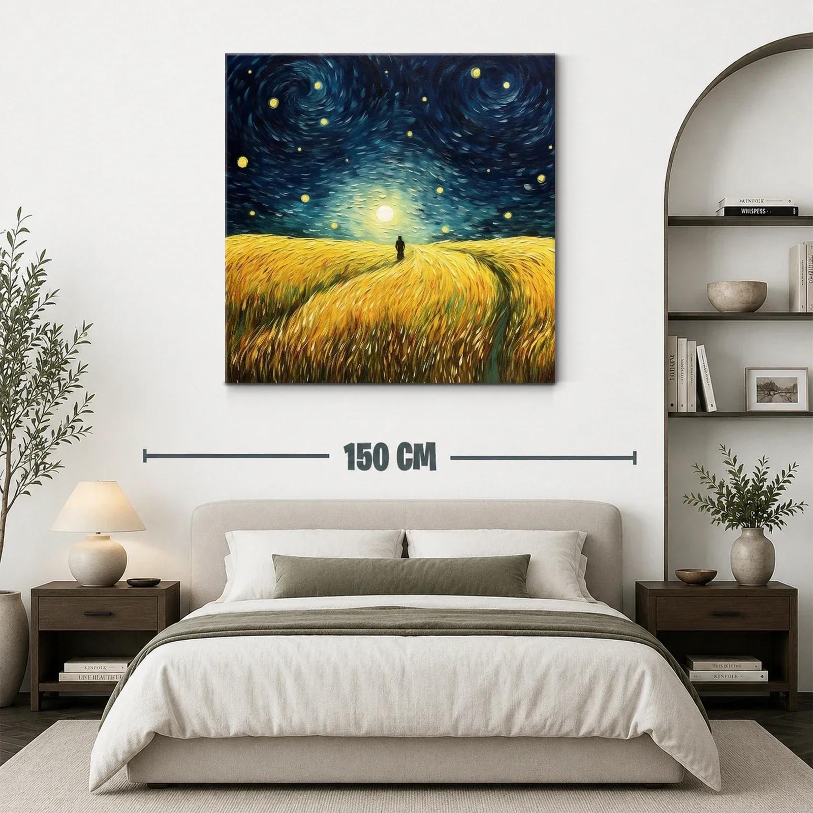 Paisaje nocturno con trigo bajo cielo estrellado — miniatura 3