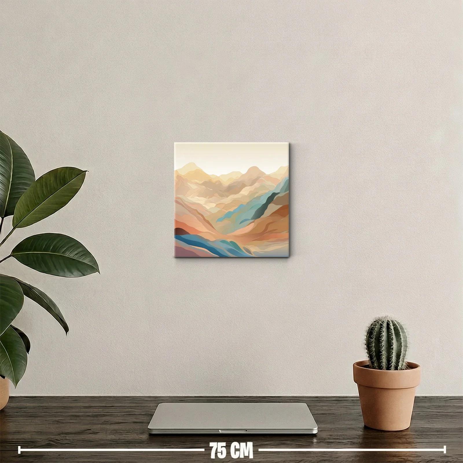 Paisaje abstracto de montañas en tonos cálidos y fríos suaves — miniatura 2