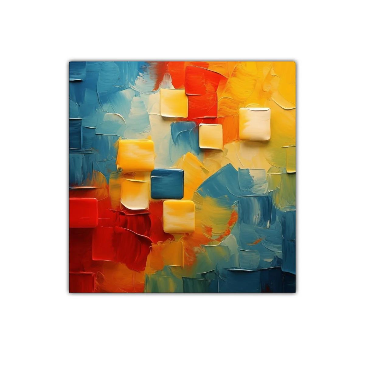 Cuadro abstracto con vibrantes tonos cálidos y fríos — imagen principal