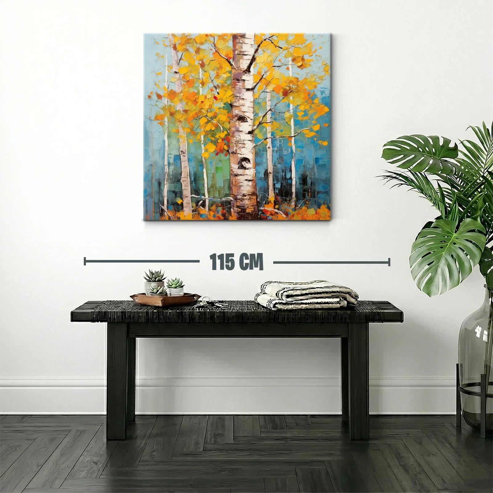 Bosque de abedules con hojas amarillas vibrantes — miniatura 2