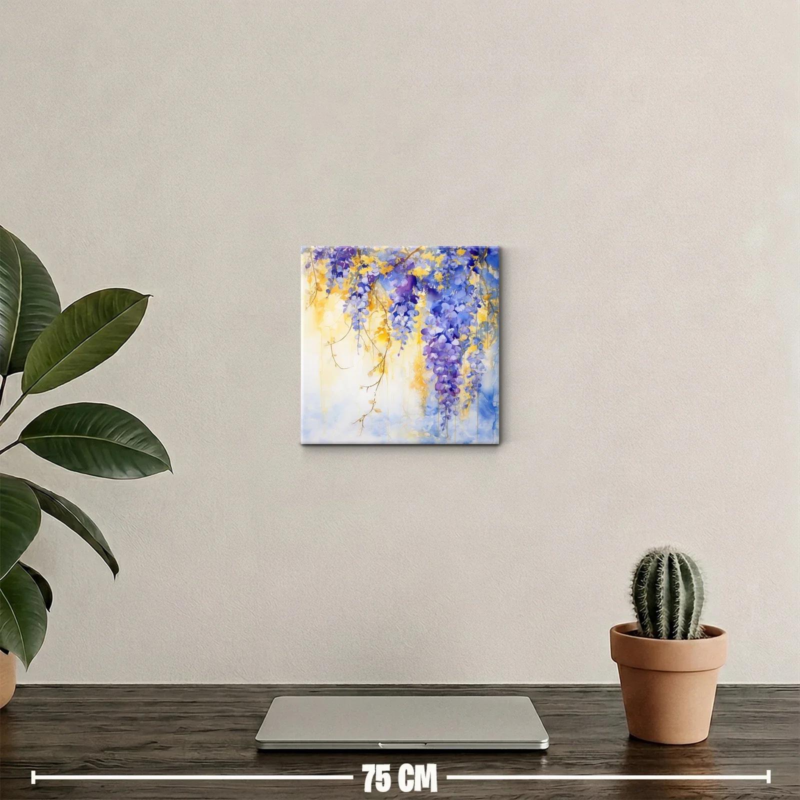 Cuadro floral con cascada de glicinas en tonos luminosos — miniatura 2
