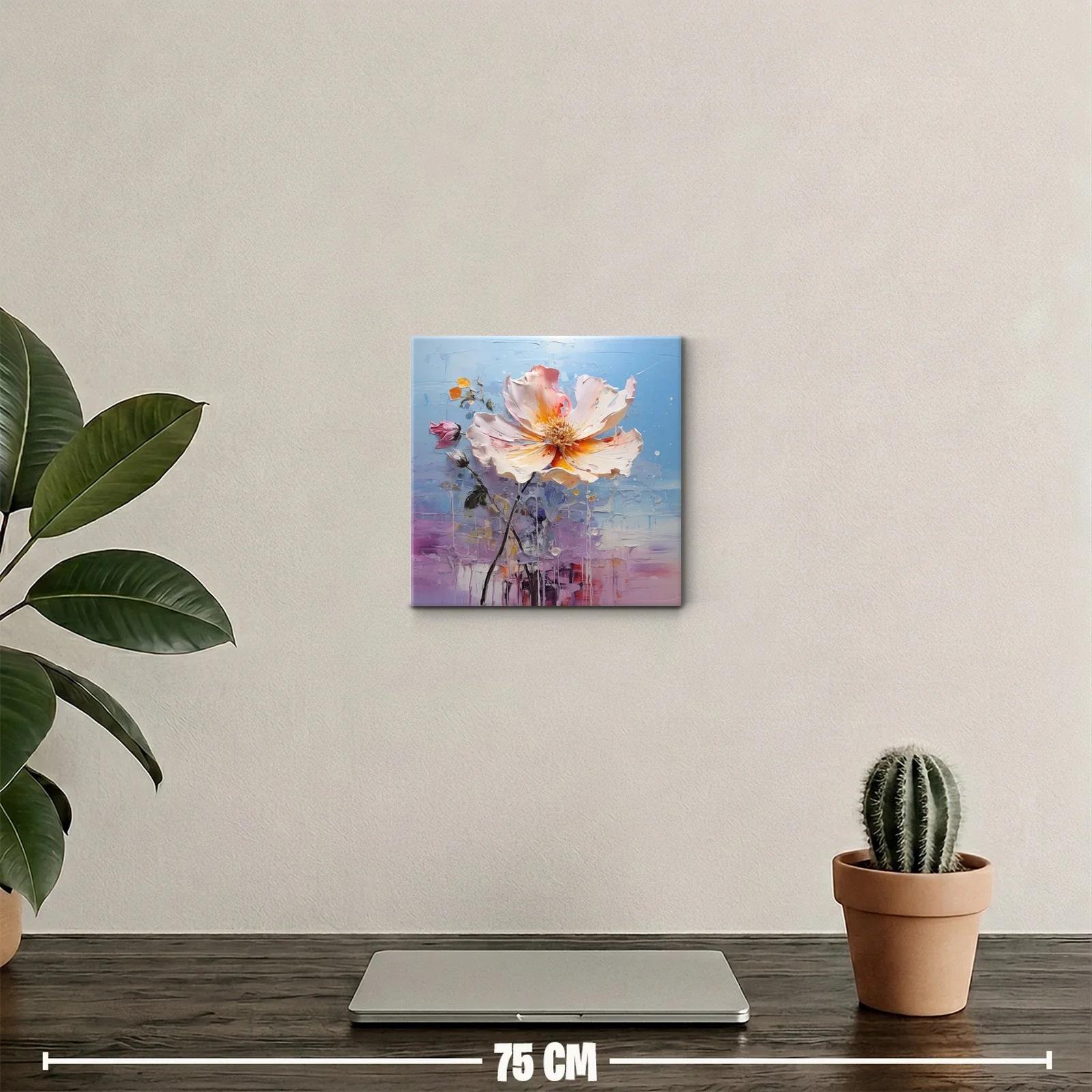 Cuadro floral con flor grande en tonos pastel suaves — miniatura 2