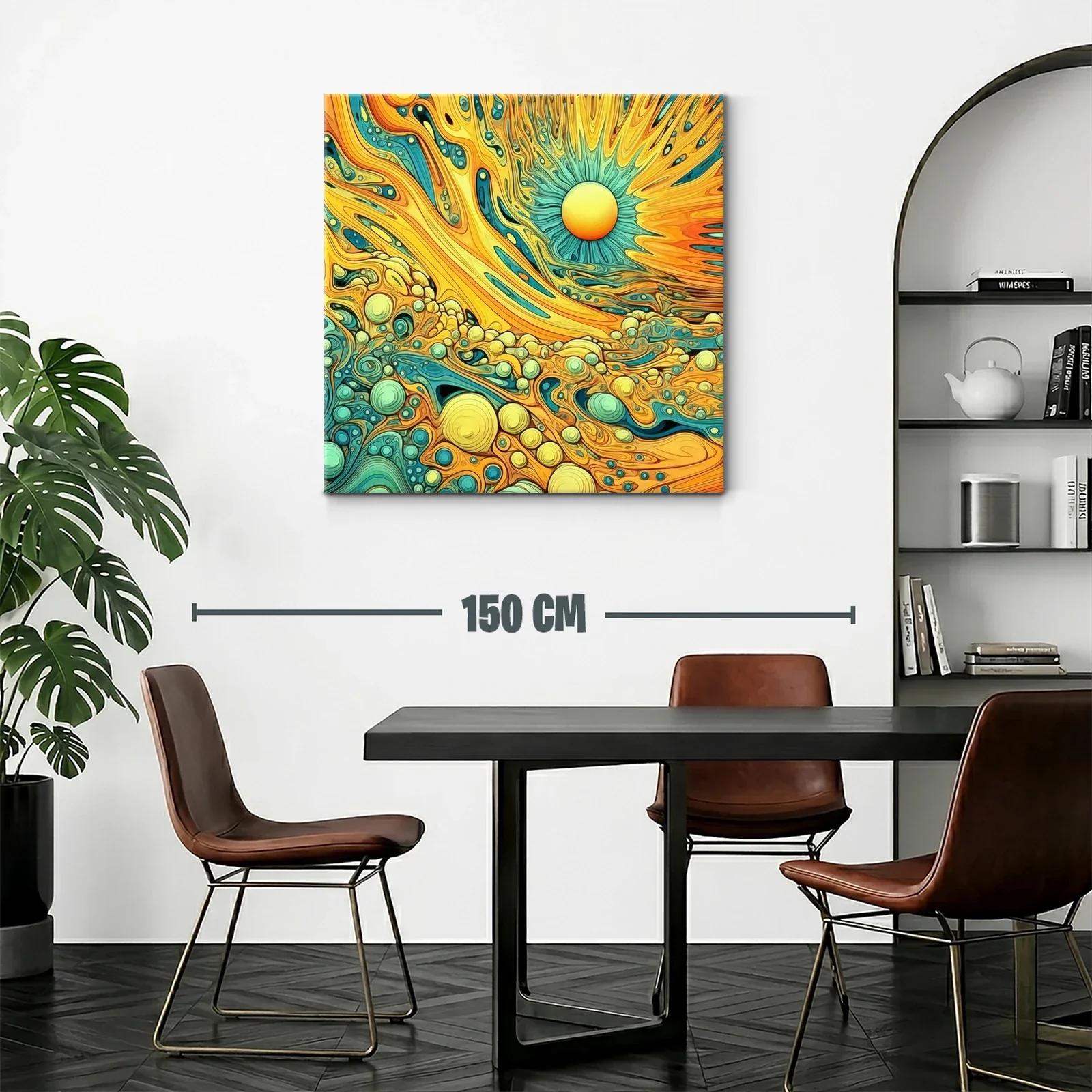 Cuadro vibrante con patrones abstractos en amarillo y azul — miniatura 2