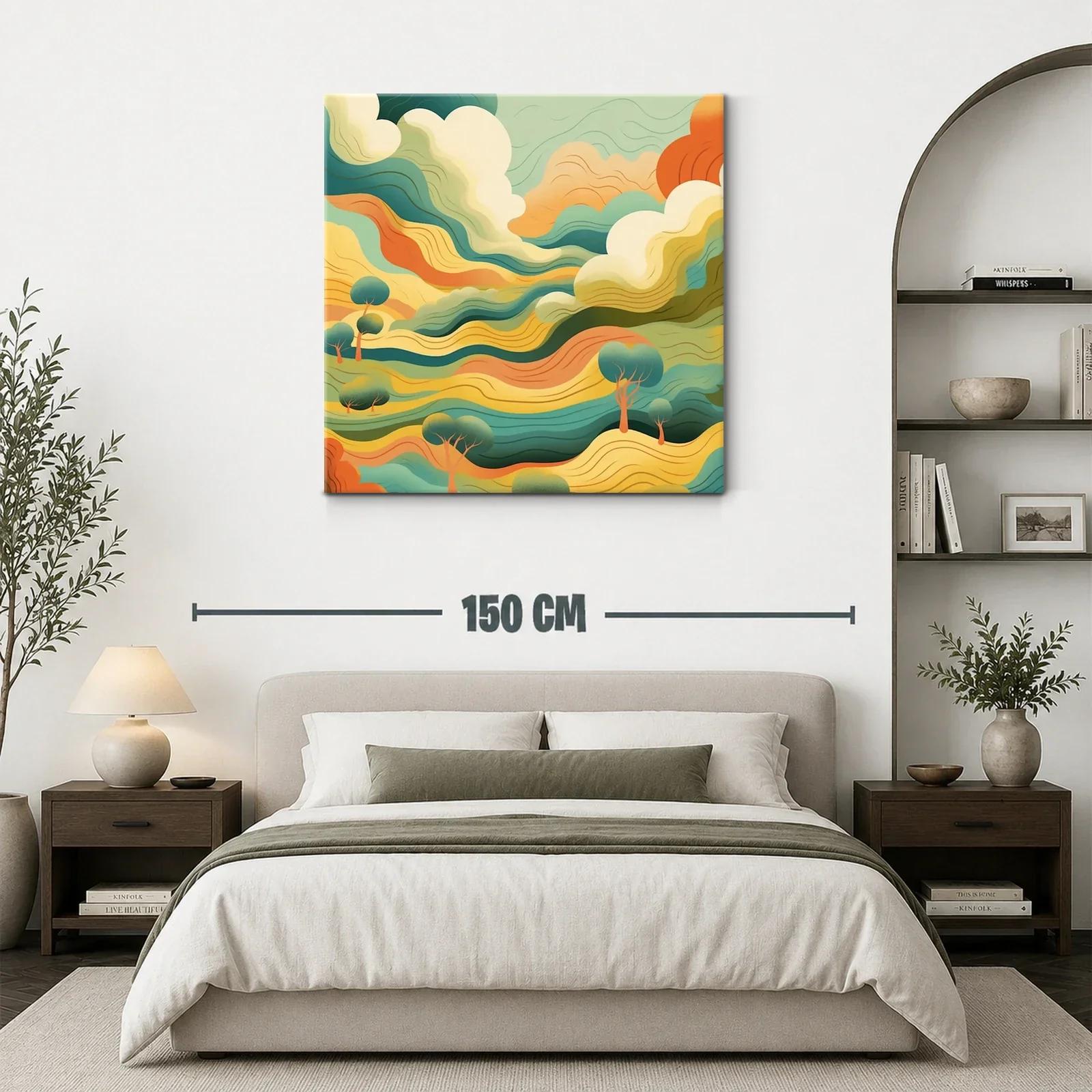 Paisaje abstracto en tonos cálidos y verdes vibrantes — miniatura 3