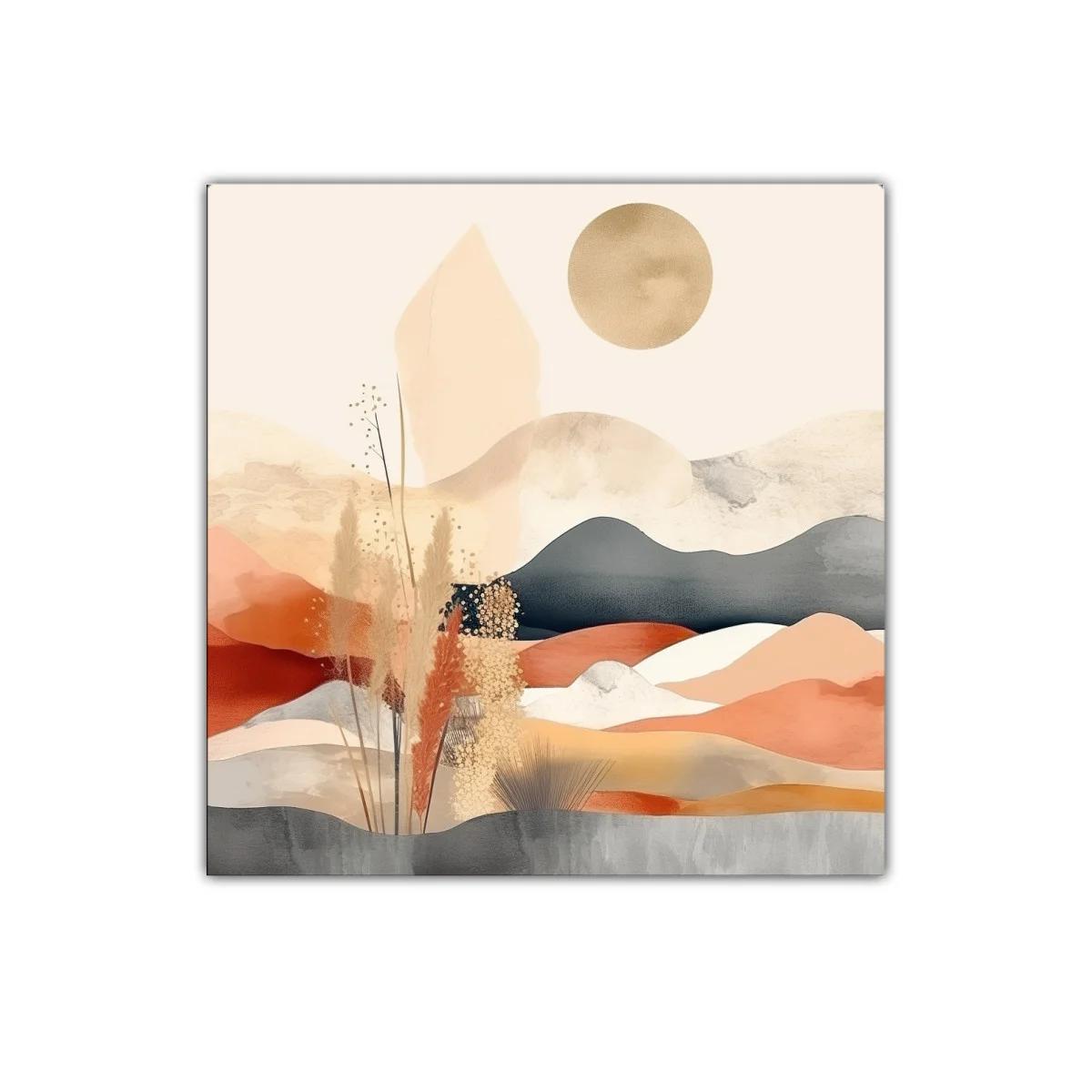 Paisaje abstracto con tonos cálidos y neutros para decoración — miniatura 1