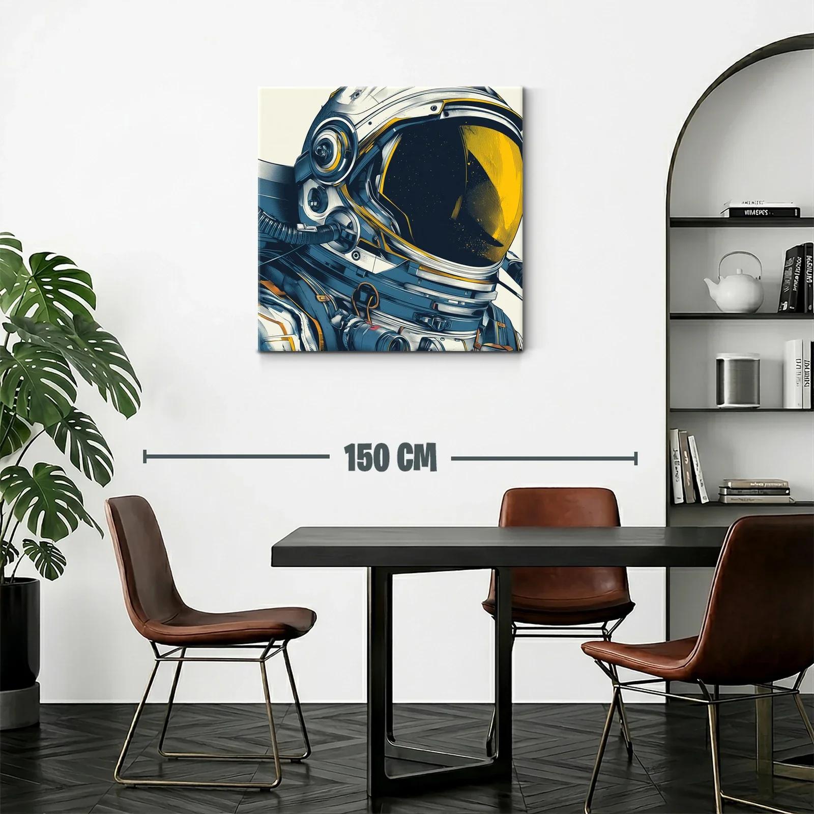 Cuadro astronauta futurista con detalles en azul y amarillo — miniatura 2