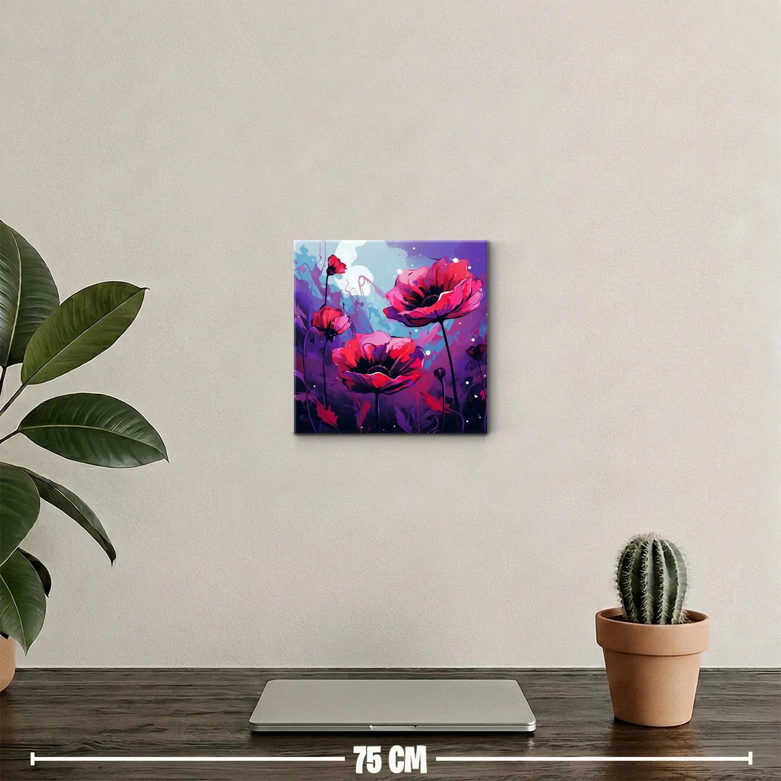 Flores rojas vibrantes sobre fondo púrpura y azul — miniatura 2
