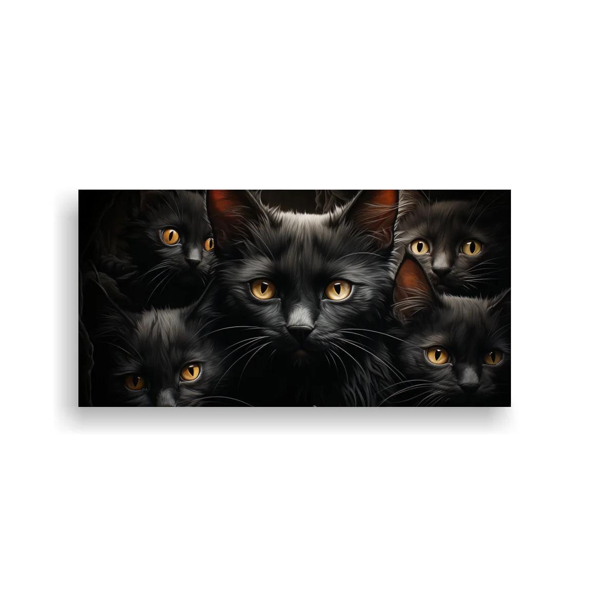 Cuadro grupo de gatos negros de ojos amarillos — imagen principal
