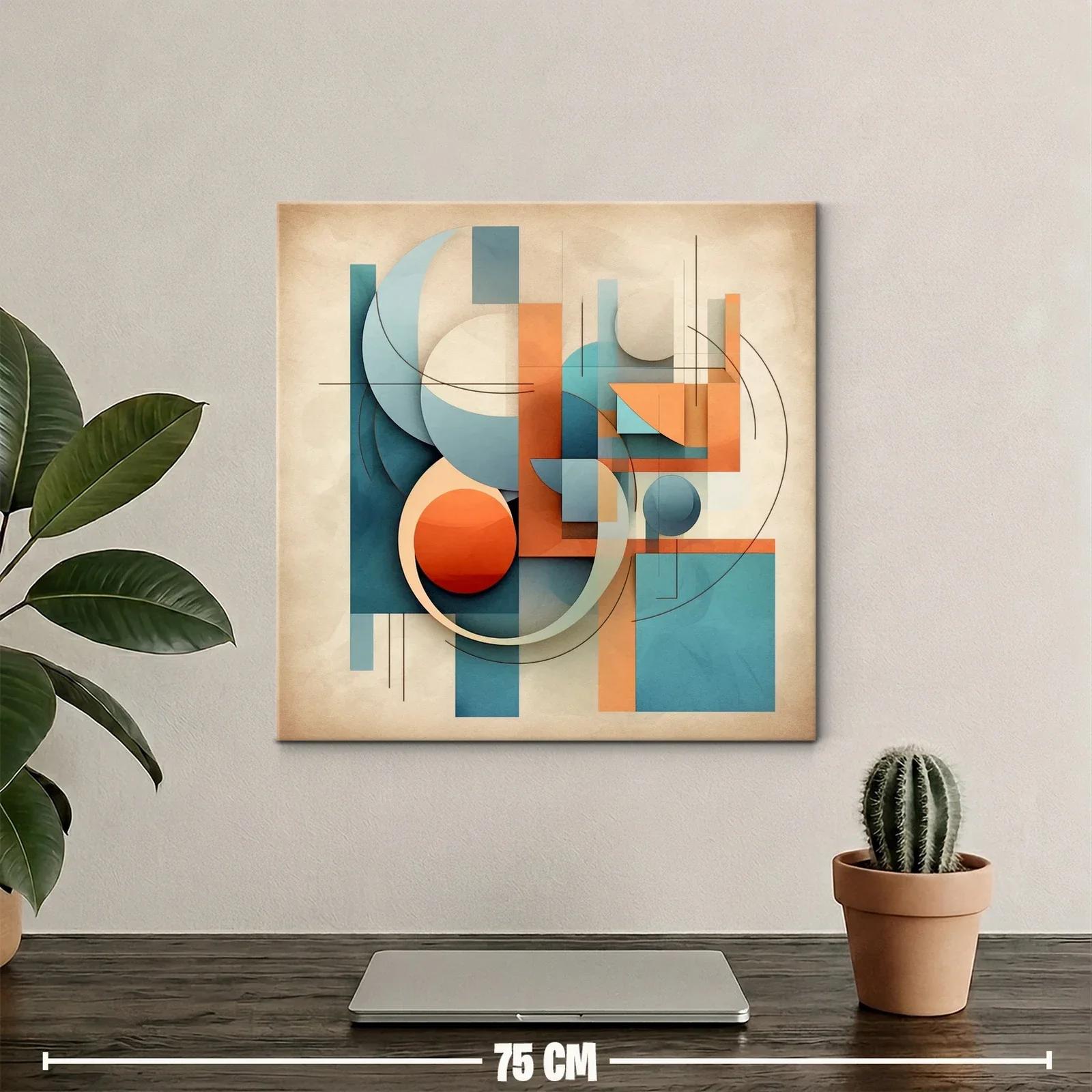 Composición abstracta con formas geométricas en tonos cálidos y fríos — miniatura 2