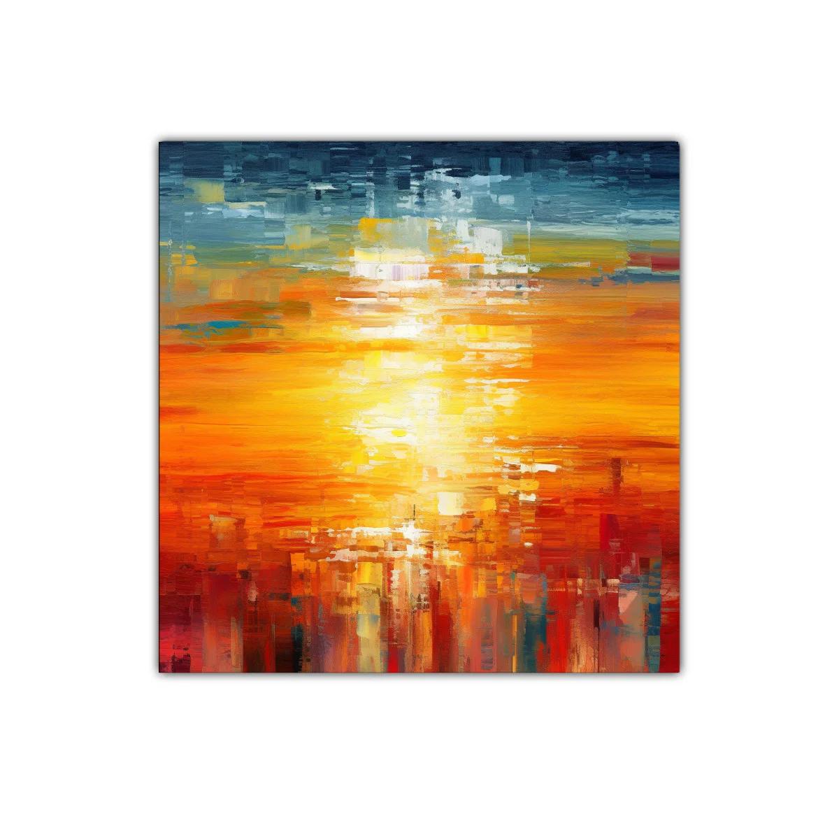 Cuadro abstracto con luz vibrante y tonos cálidos intensos — miniatura 1
