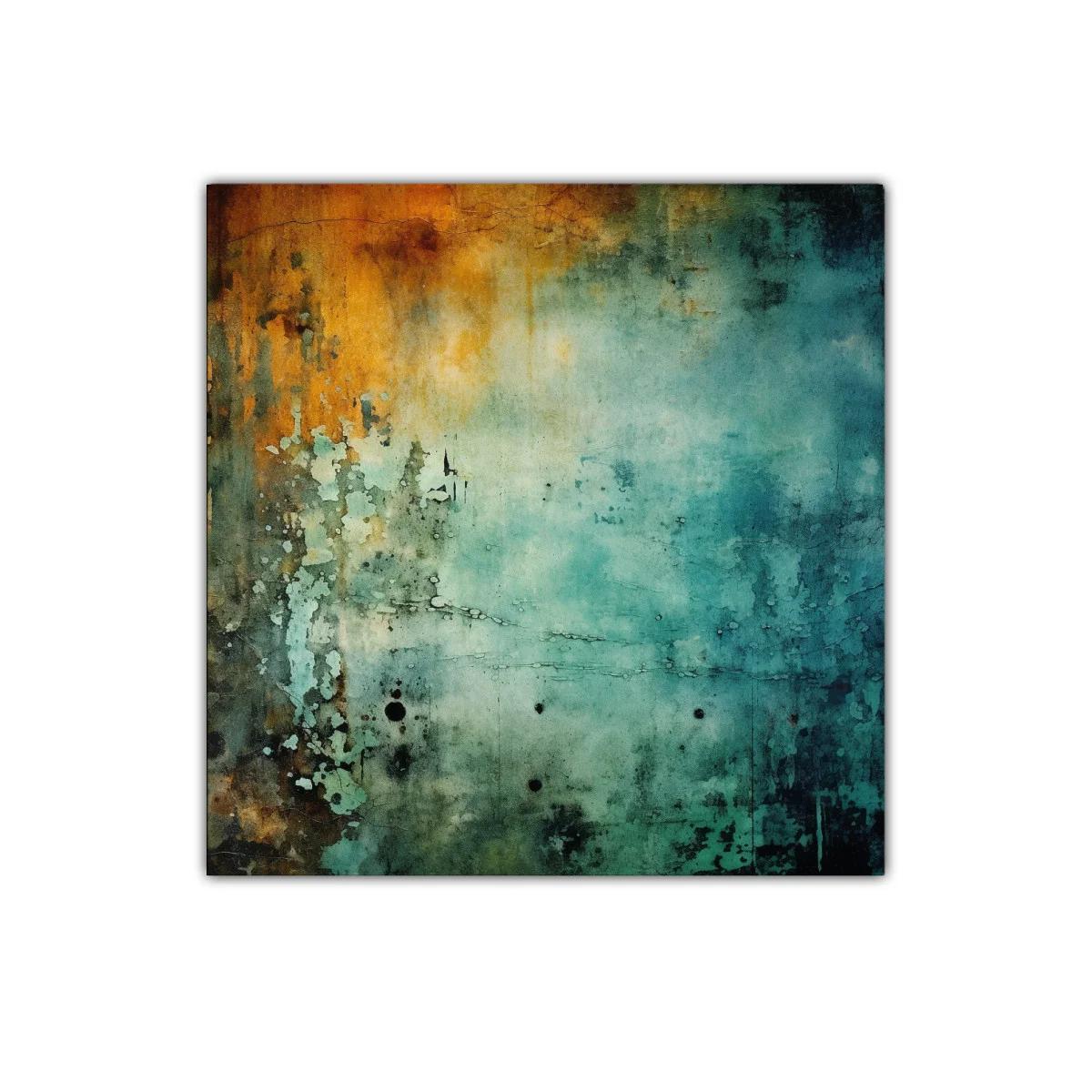 Cuadro abstracto con texturas y tonos cálidos y fríos — miniatura 1