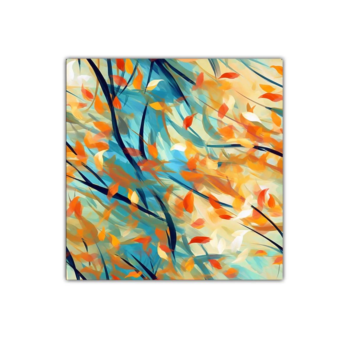 Cuadro abstracto con hojas otoñales en movimiento — miniatura 1