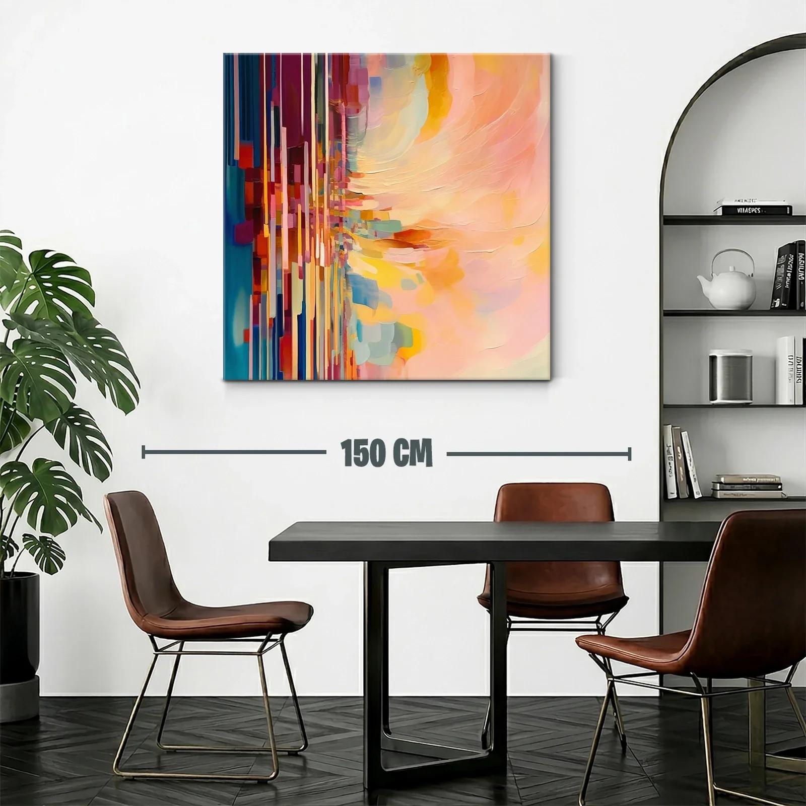 Cuadro abstracto con vibrantes tonos cálidos y fríos — miniatura 2