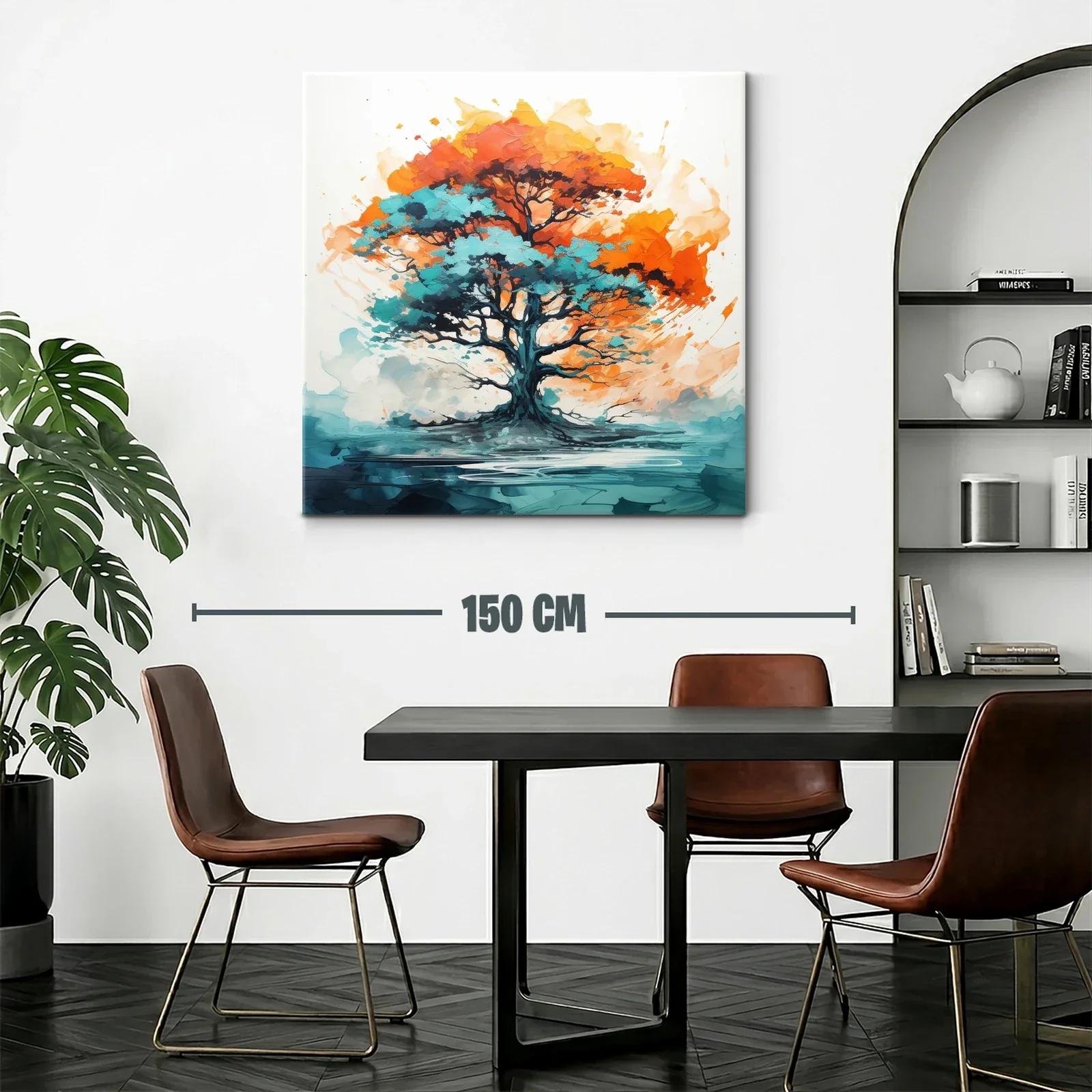 Árbol vibrante con tonos turquesa y naranja intenso — miniatura 2