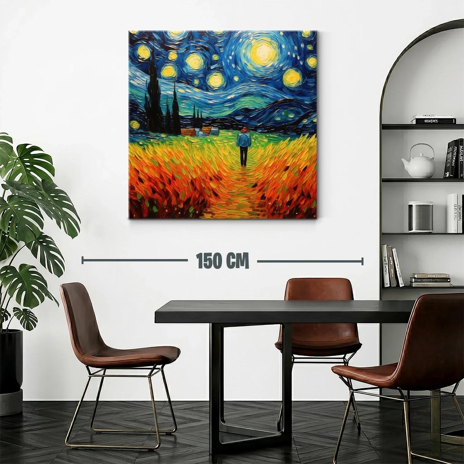 Paisaje Nocturno con Cielo Estrellado y Campo Dorado — miniatura 2