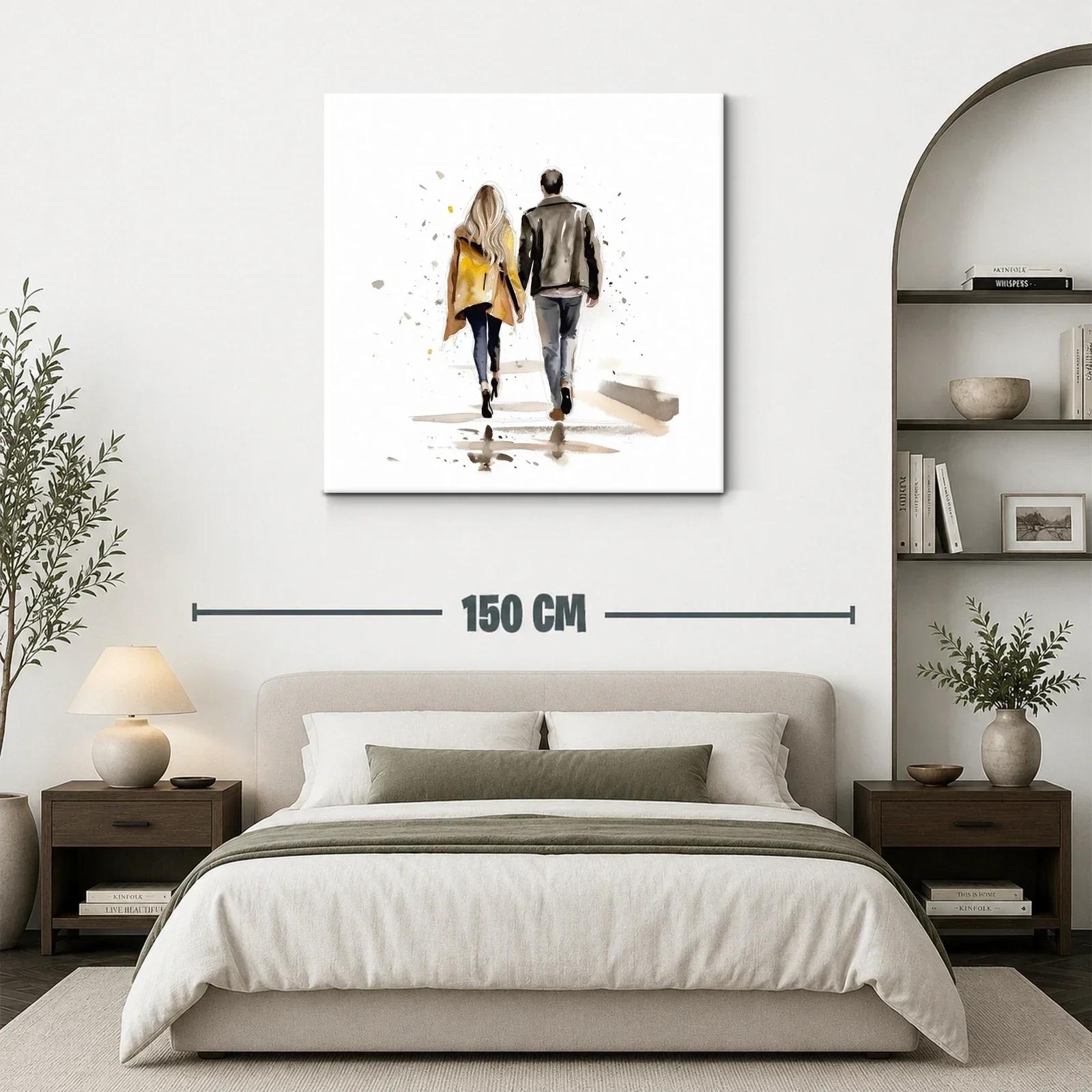 Pareja Caminando de Espaldas en Tonos Cálidos y Neutros — miniatura 3