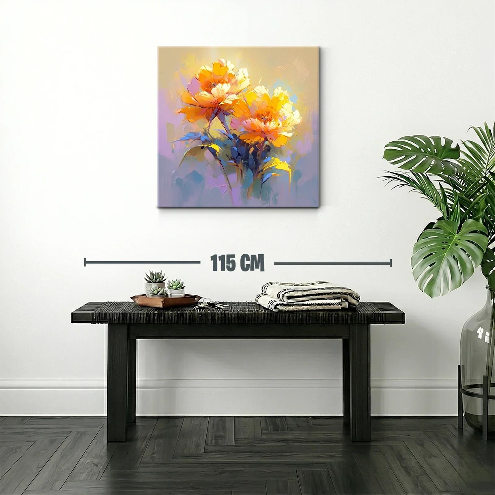 Cuadro con flores vibrantes en tonos cálidos y suaves — miniatura 2