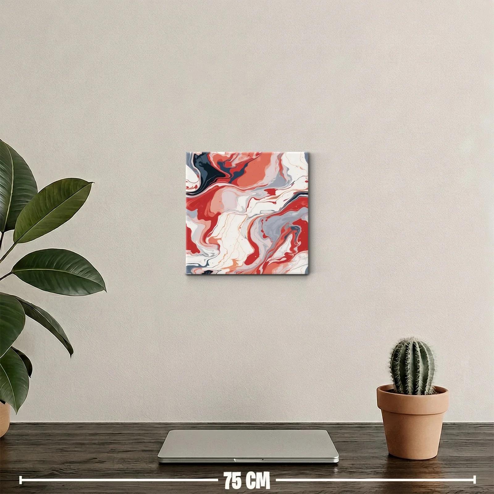 Cuadro abstracto con tonos rojos y grises fluidos — miniatura 2