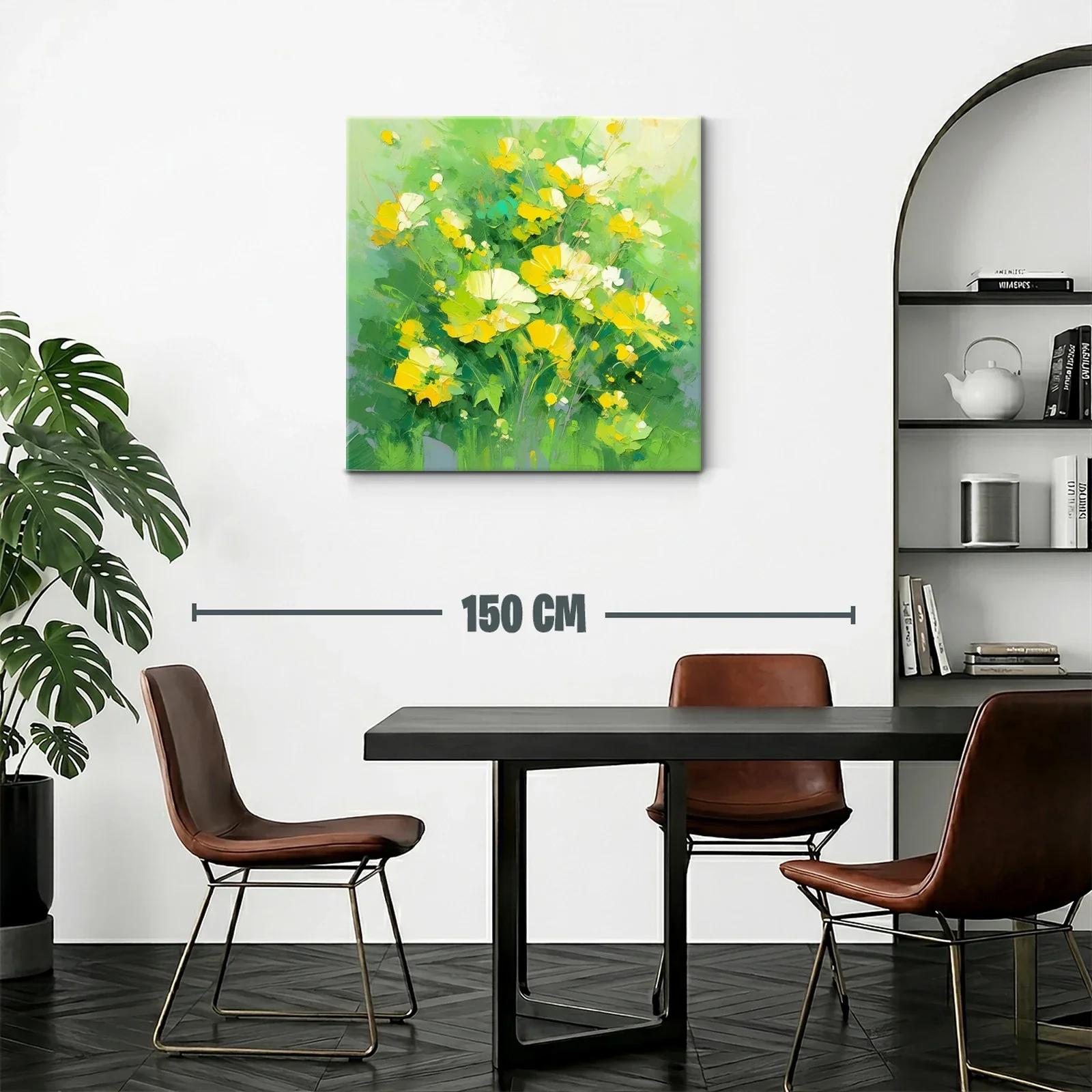 Ramo de flores amarillas sobre fondo verde vibrante — miniatura 2