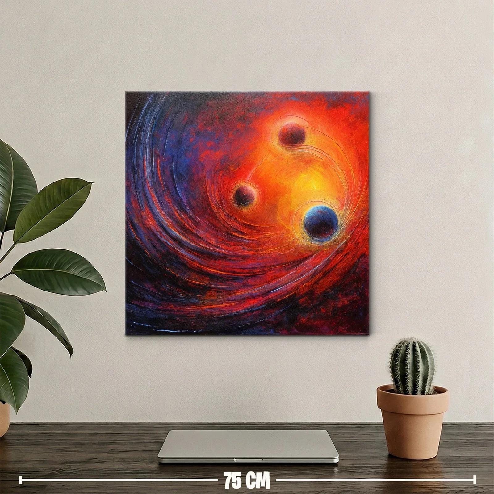 Cuadro abstracto con esferas y energía cósmica brillante — miniatura 2