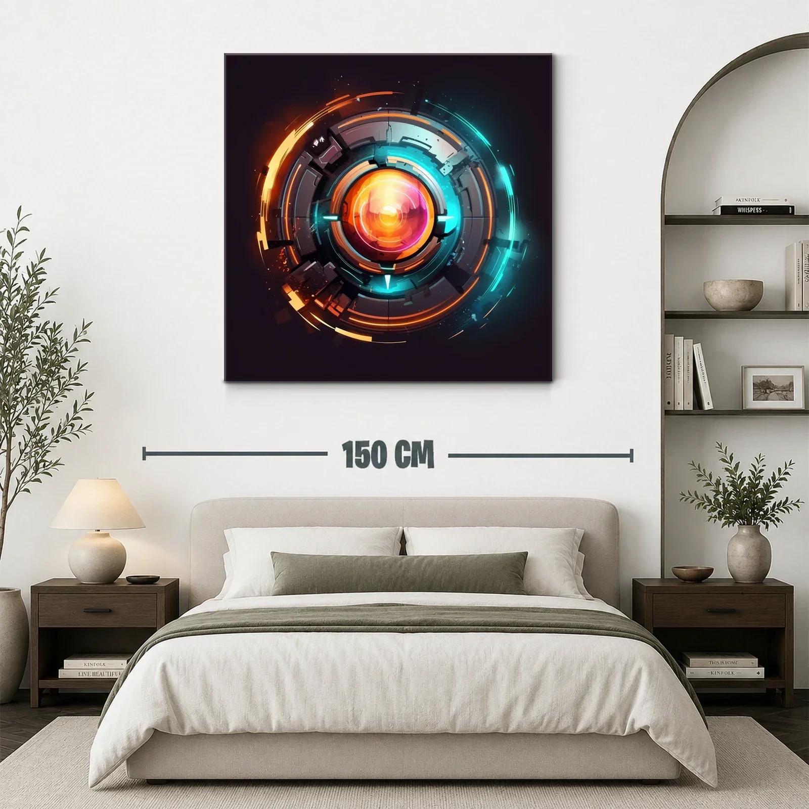 Cuadro abstracto de círculos tecnológicos vibrantes — miniatura 3