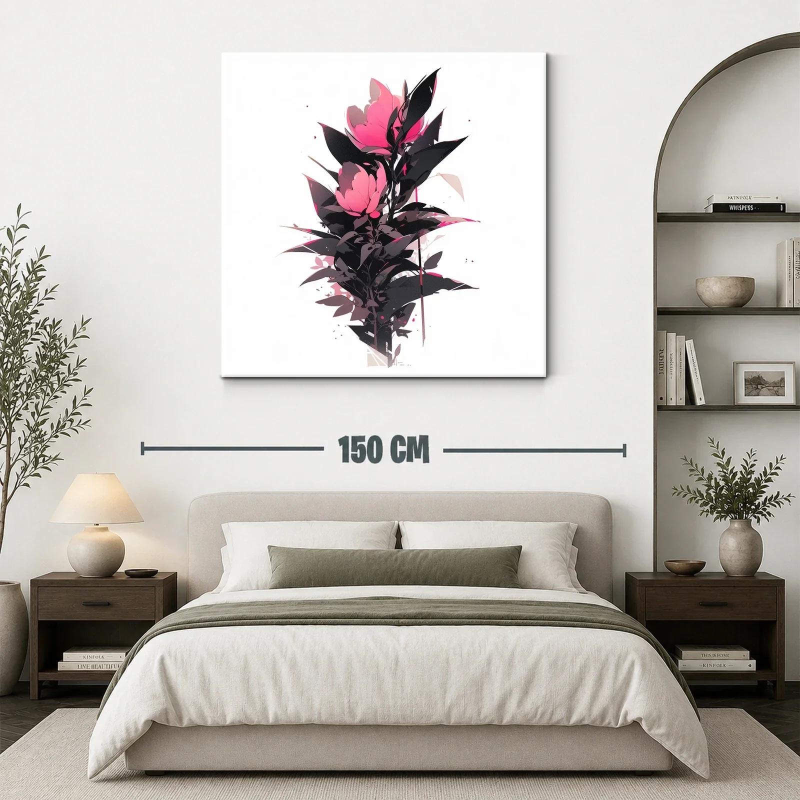 Cuadro floral con rosas en tonos fucsia y negro — miniatura 3