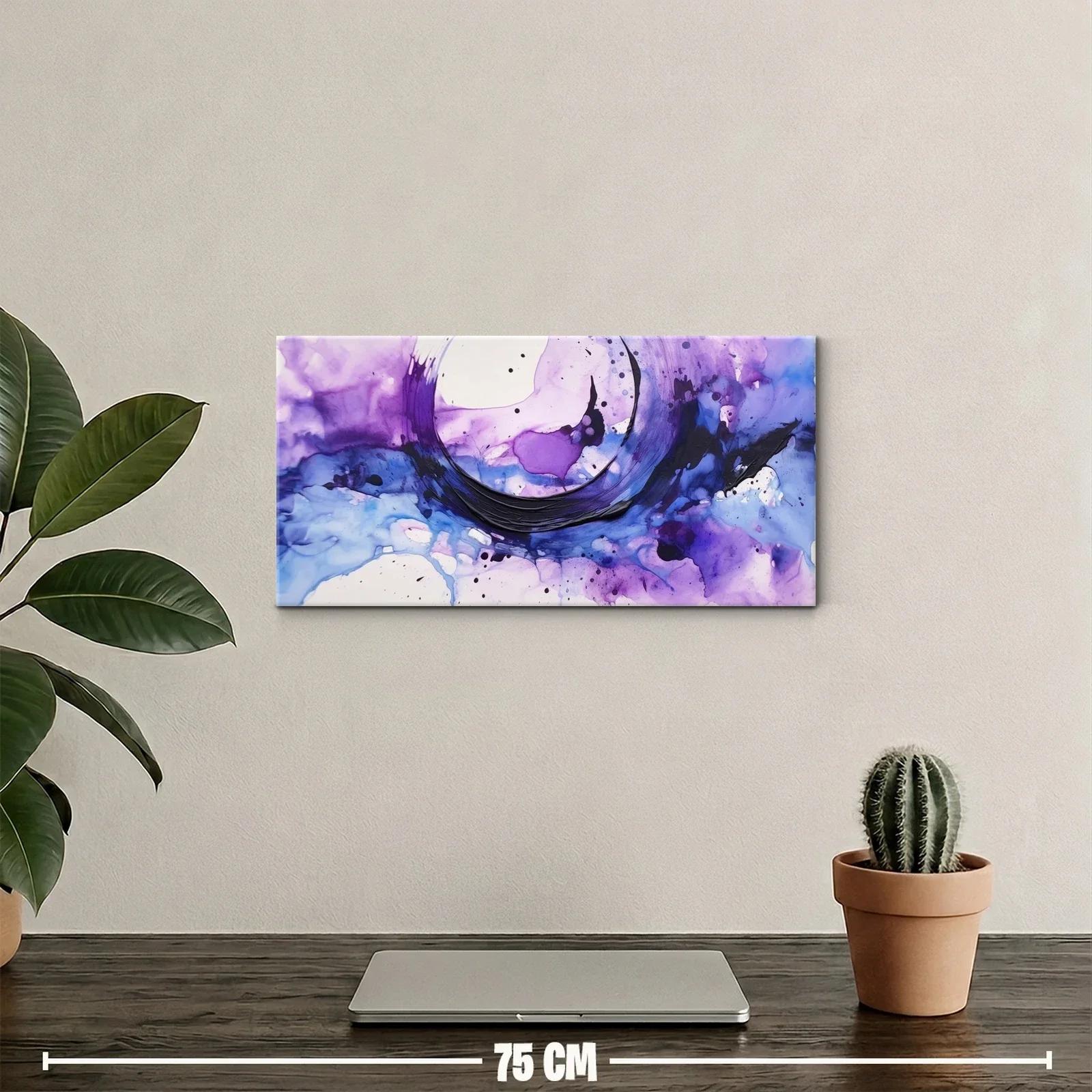 Cuadro luna creciente con manchas violetas y azules — miniatura 2