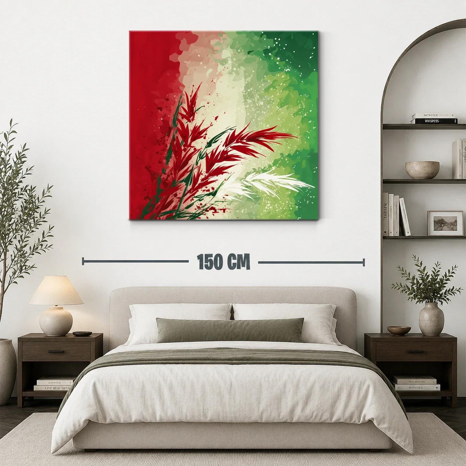 Composición abstracta en rojo verde y blanco vibrante — miniatura 3
