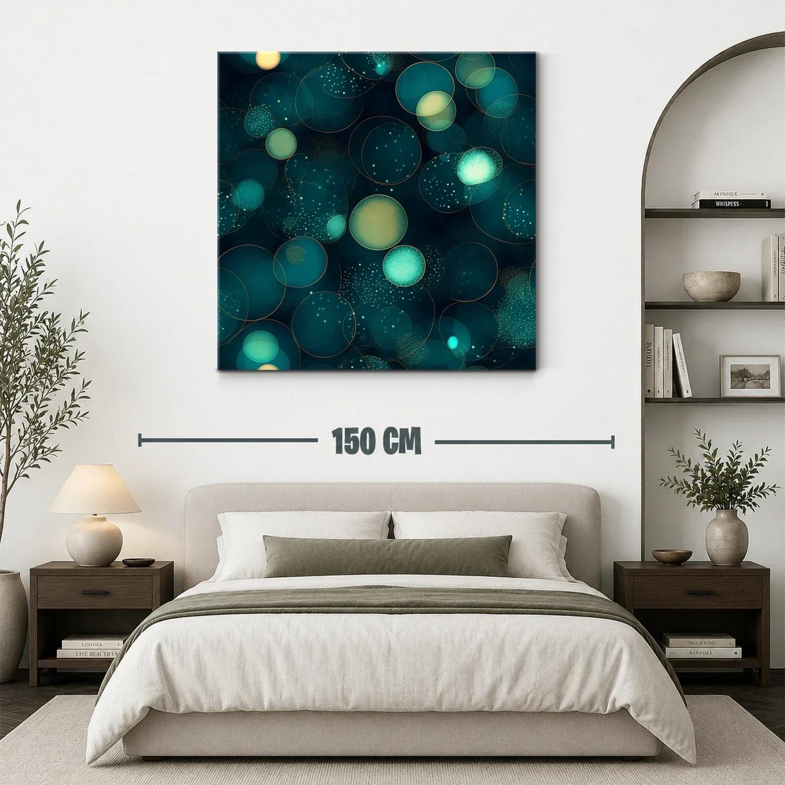 Composición abstracta de círculos brillantes en tonos azul y verde — miniatura 3