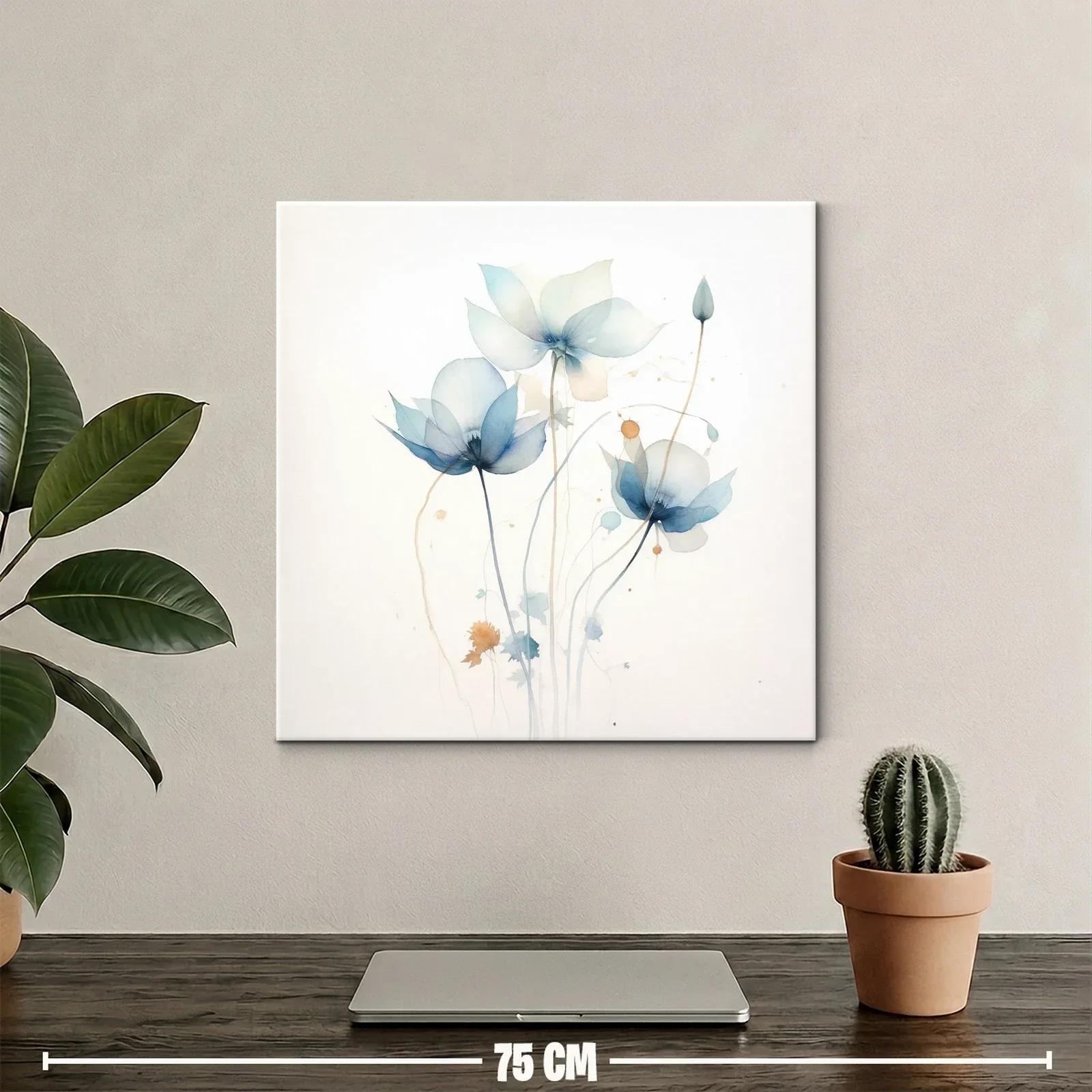Cuadro floral con tonos suaves en azul y beige — miniatura 2