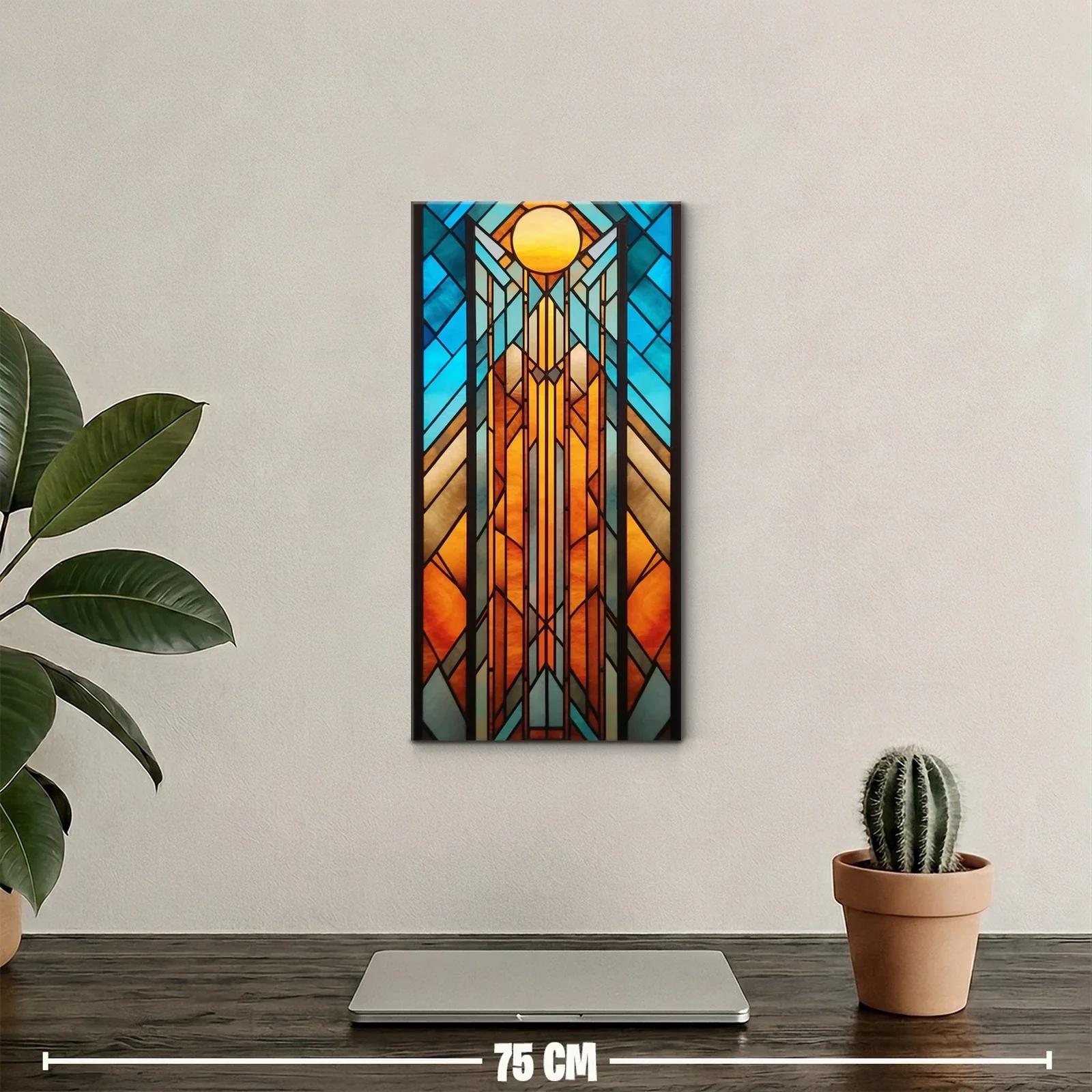 Cuadro sol geométrico art déco — miniatura 2
